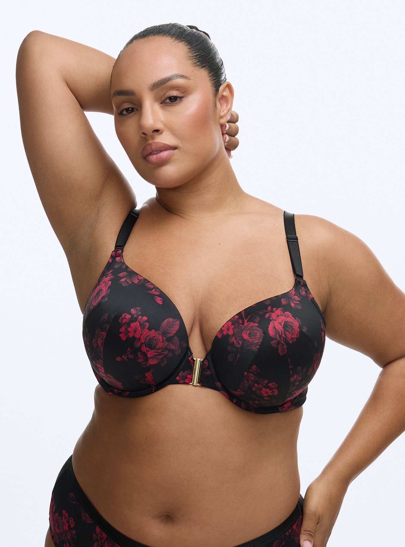 Perfect Coverage Lightly Lined Shine Bra, ROSETTA FLORAL CRIMSON, hi-res
