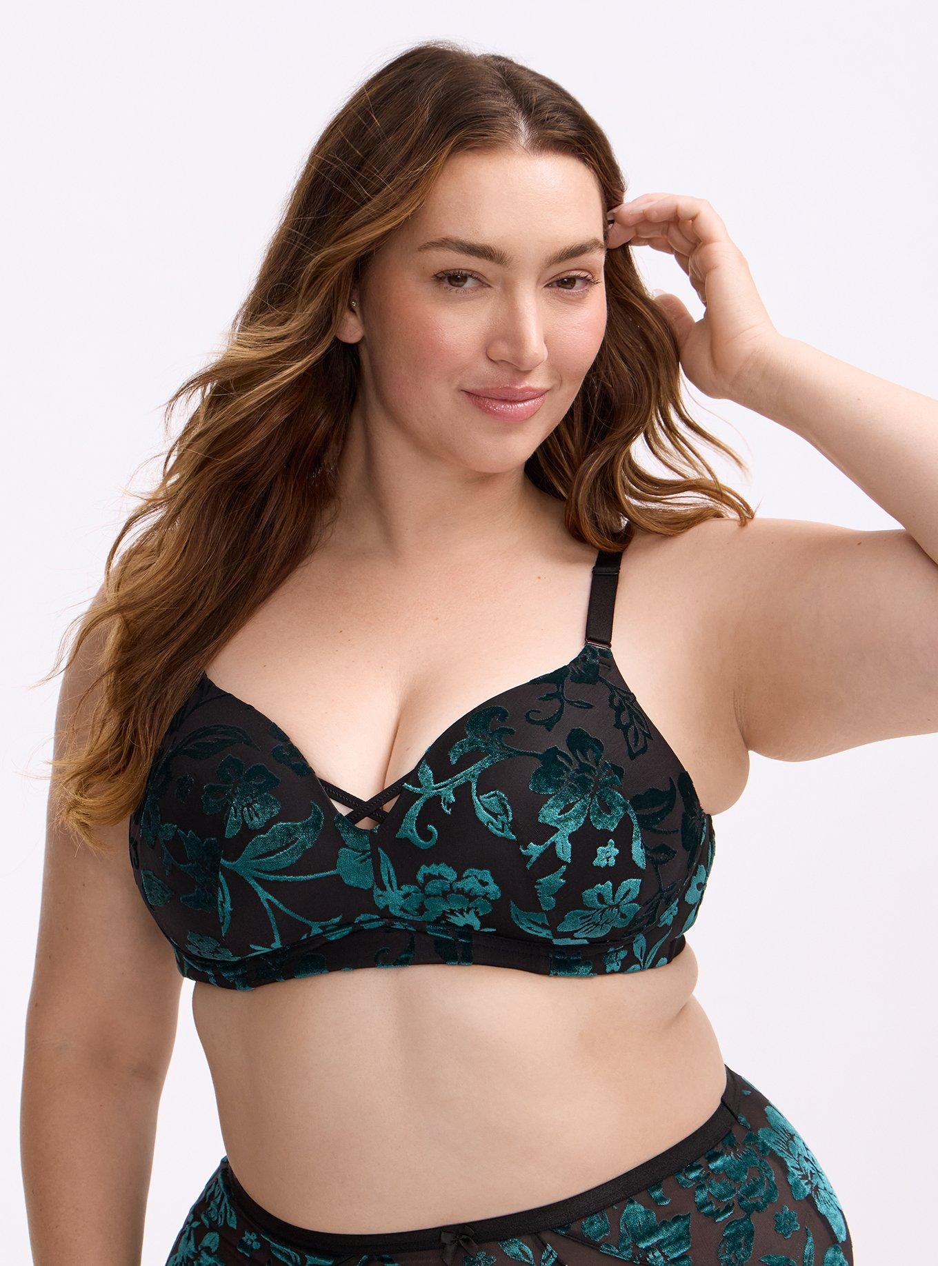 Wire-Free Push-Up Bra, MICKI FLORAL BURNOUT BOTANICAL GARDEN, hi-res
