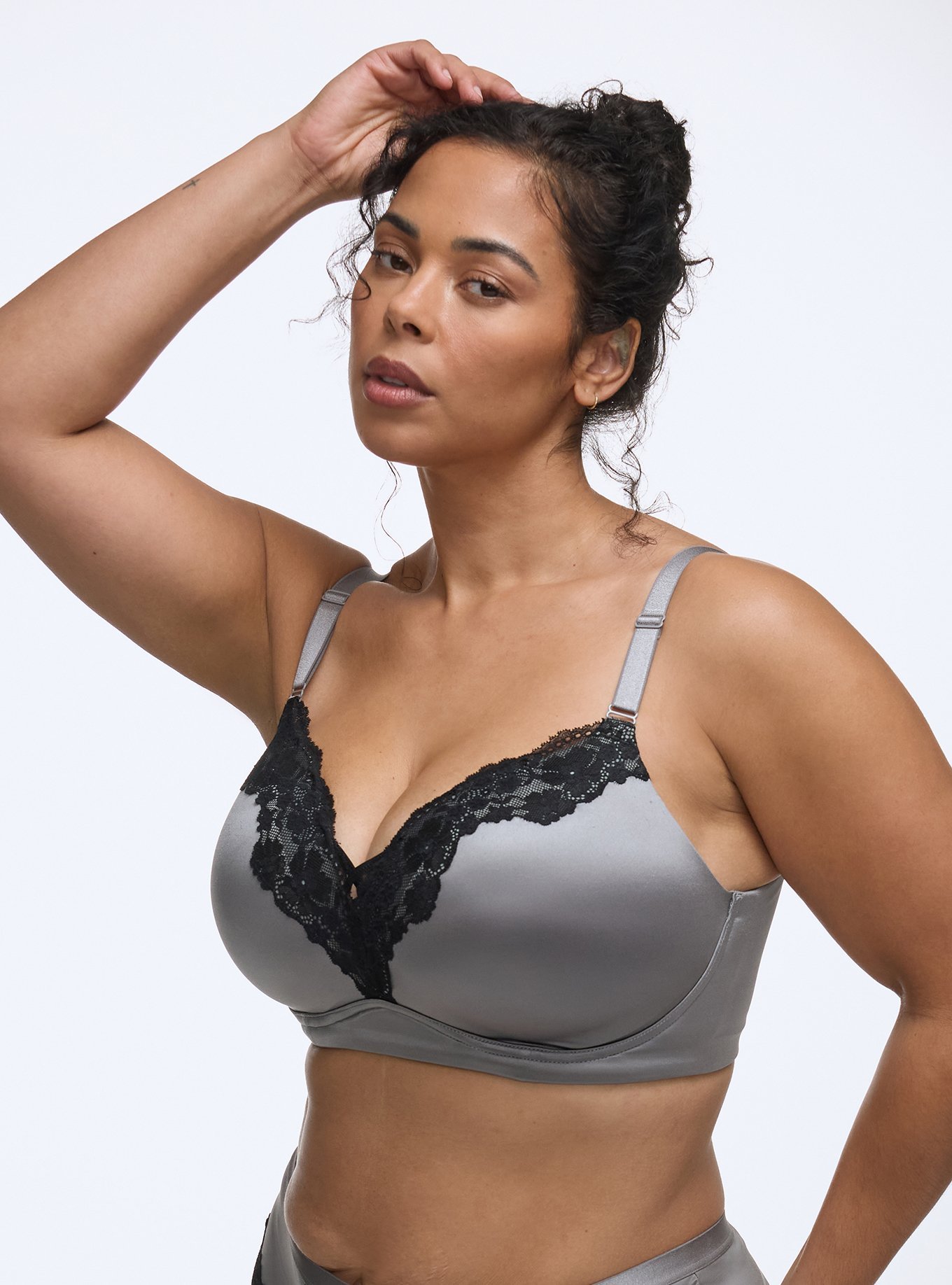 Wire-Free Push-Up Shine Bra, SILVER FILIGREE, alternate