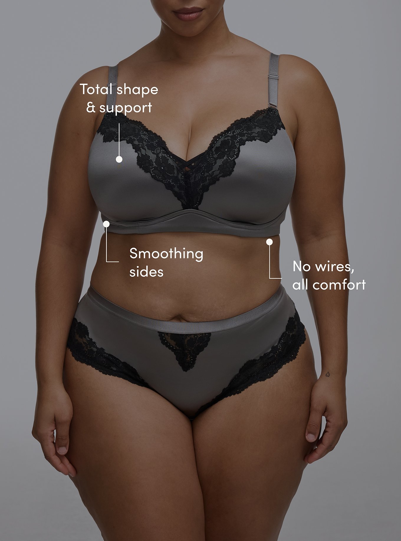 Wire-Free Push-Up Shine Bra, SILVER FILIGREE, alternate