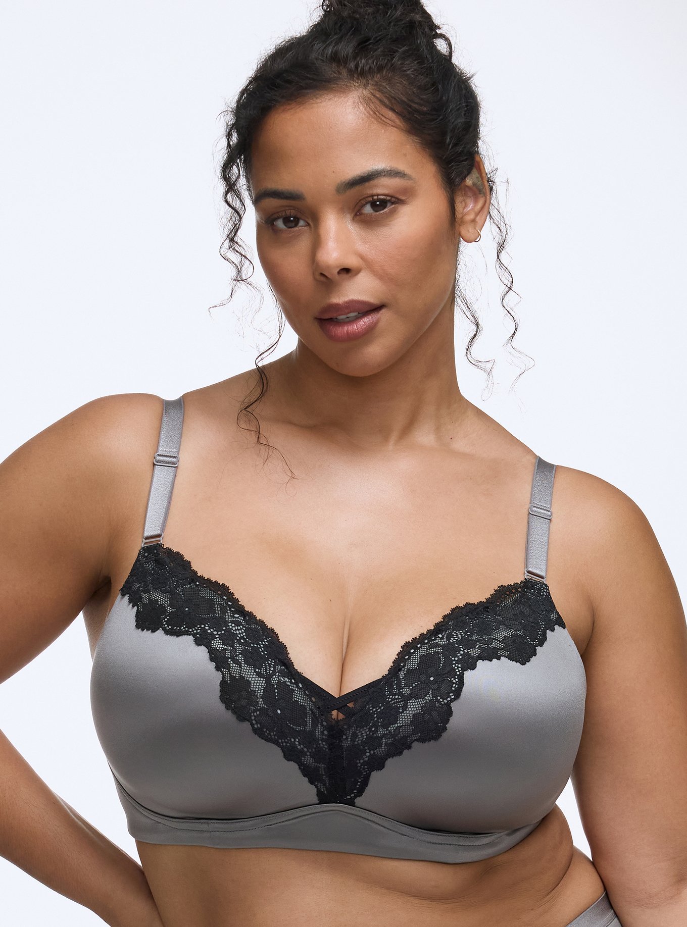 Wire-Free Push-Up Shine Bra, SILVER FILIGREE, hi-res