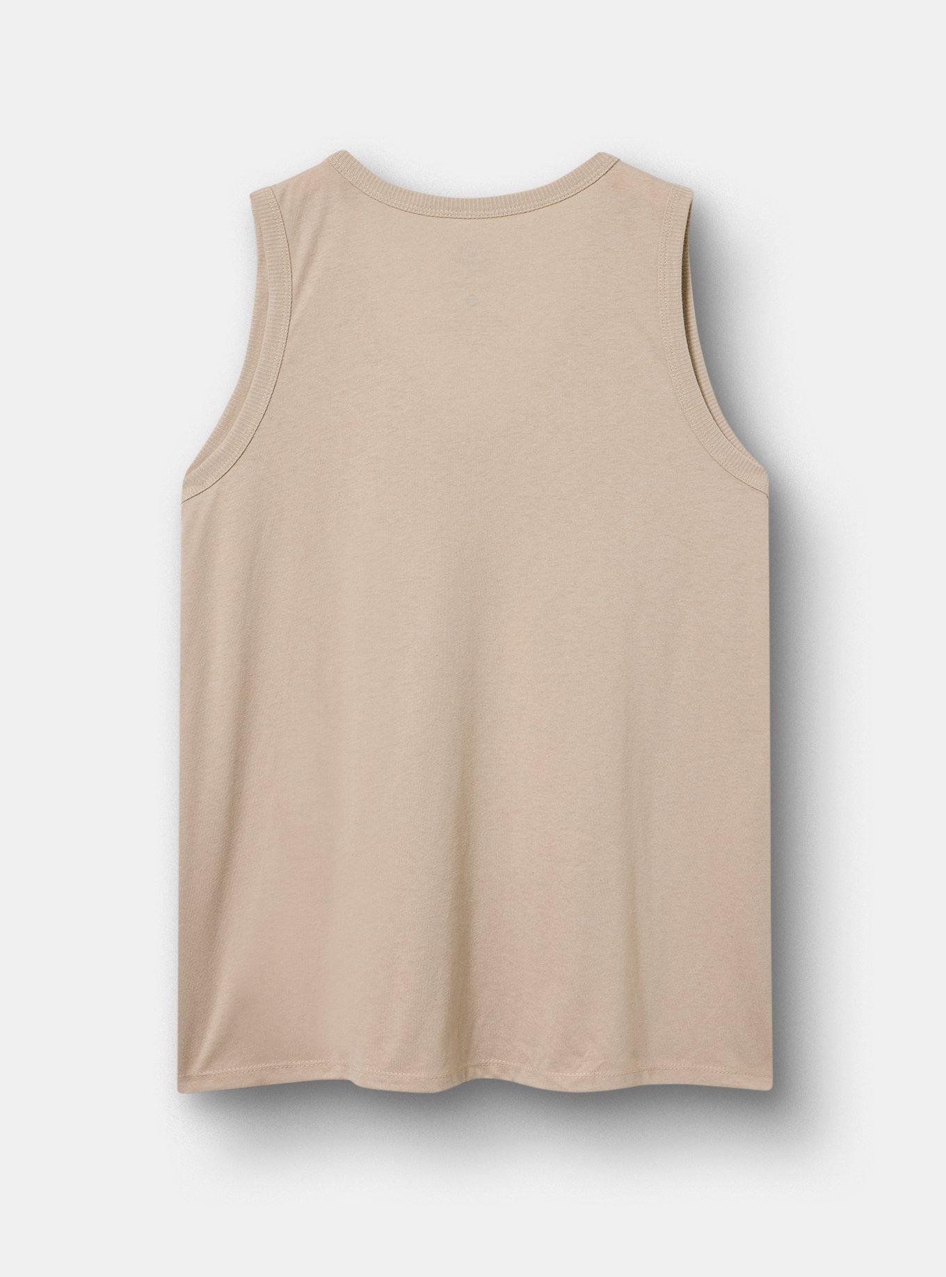 Plus Size Woodstock Classic Cotton V-Neck Tank, SAND, alternate