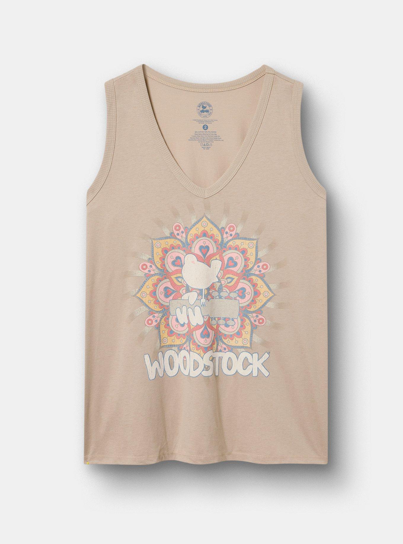 Plus Size Woodstock Classic Cotton V-Neck Tank, SAND, hi-res