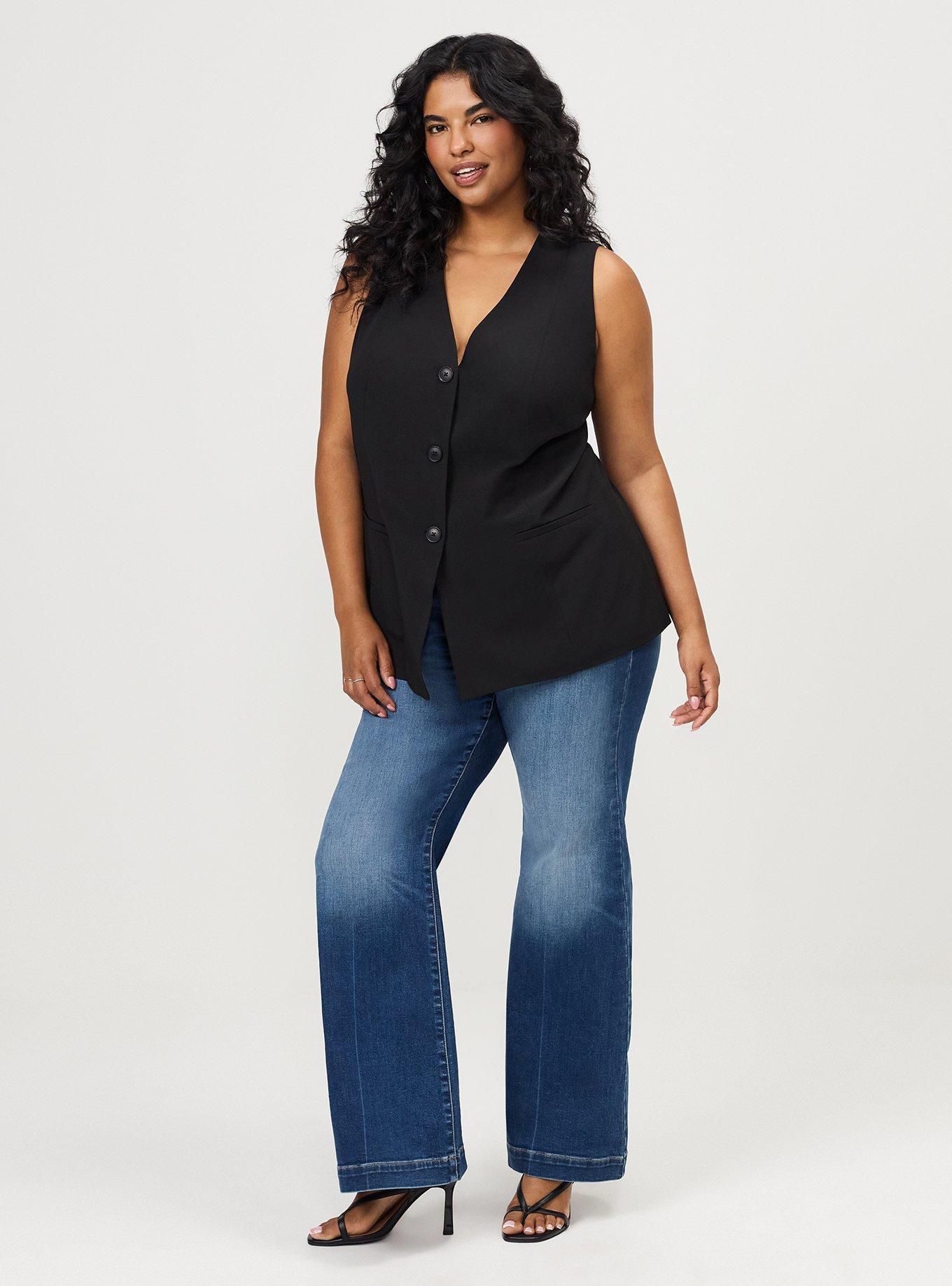 Sleeveless Longline Vest, DEEP BLACK, alternate
