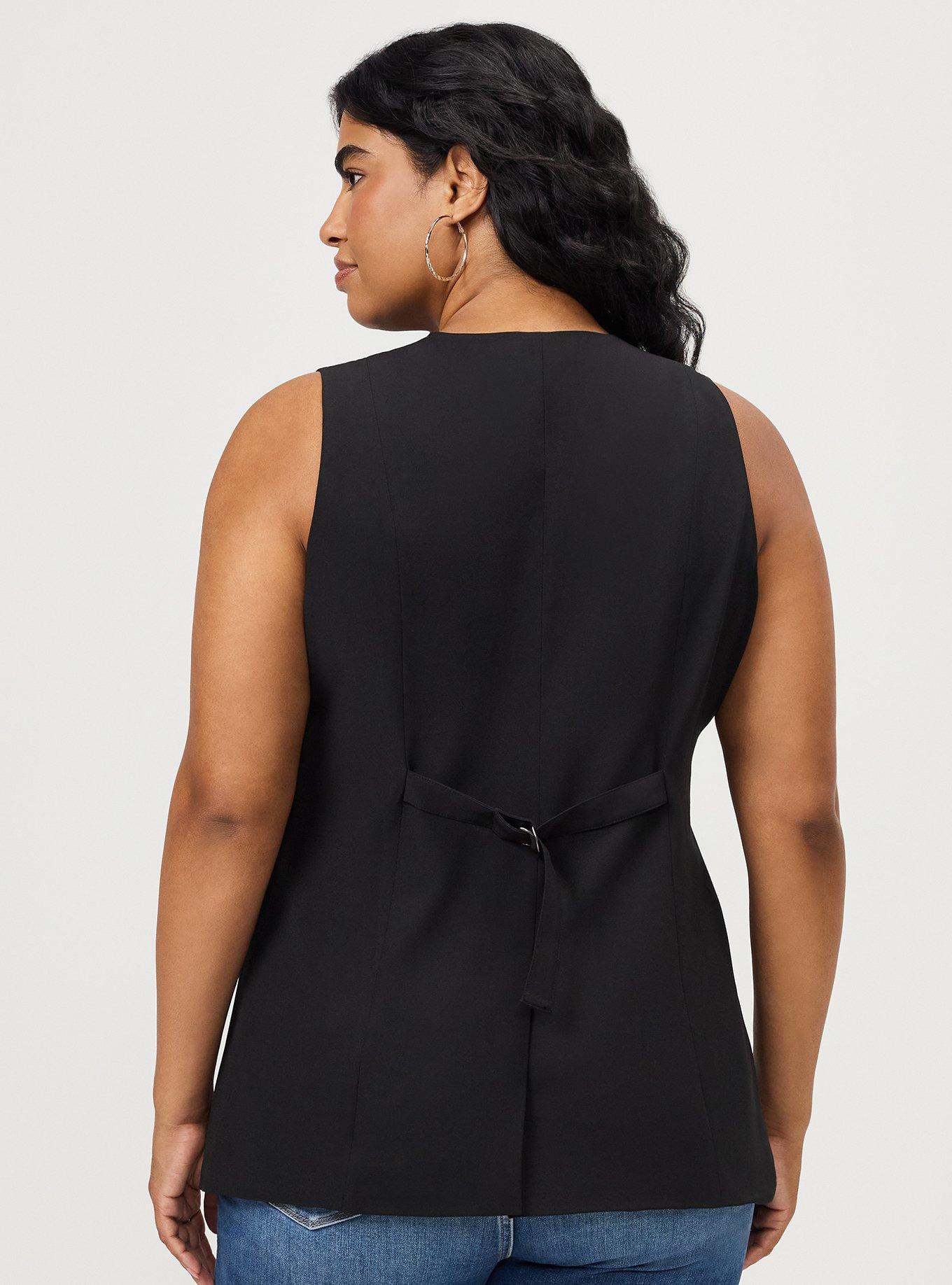 Sleeveless Longline Vest, DEEP BLACK, alternate