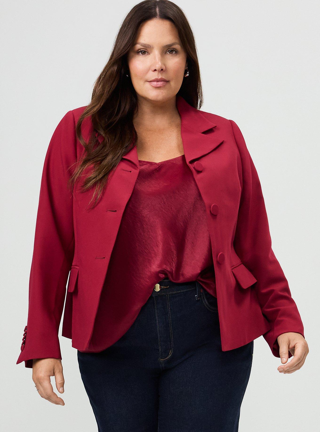 Studio High Lapel Suit Jacket, RUMBA RED, hi-res