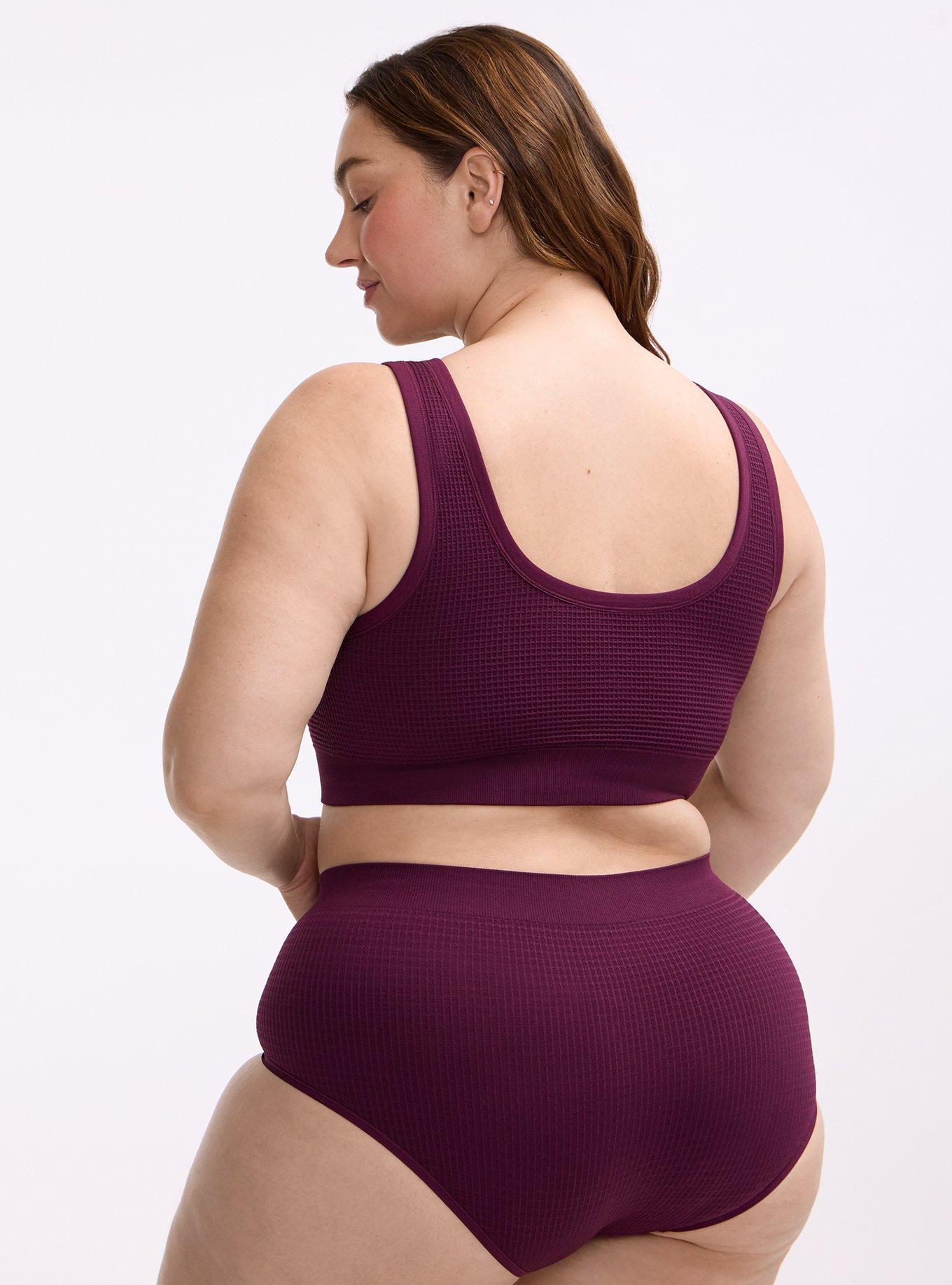 Plus Size Seamless Waffle Mid-Rise Brief Panty, WINTER BLOOM, alternate