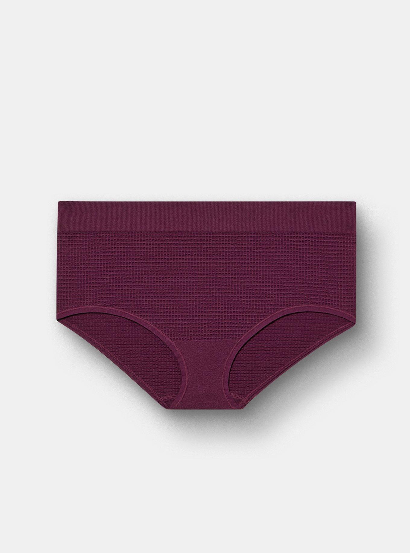 Plus Size Seamless Waffle Mid-Rise Brief Panty, WINTER BLOOM, flat