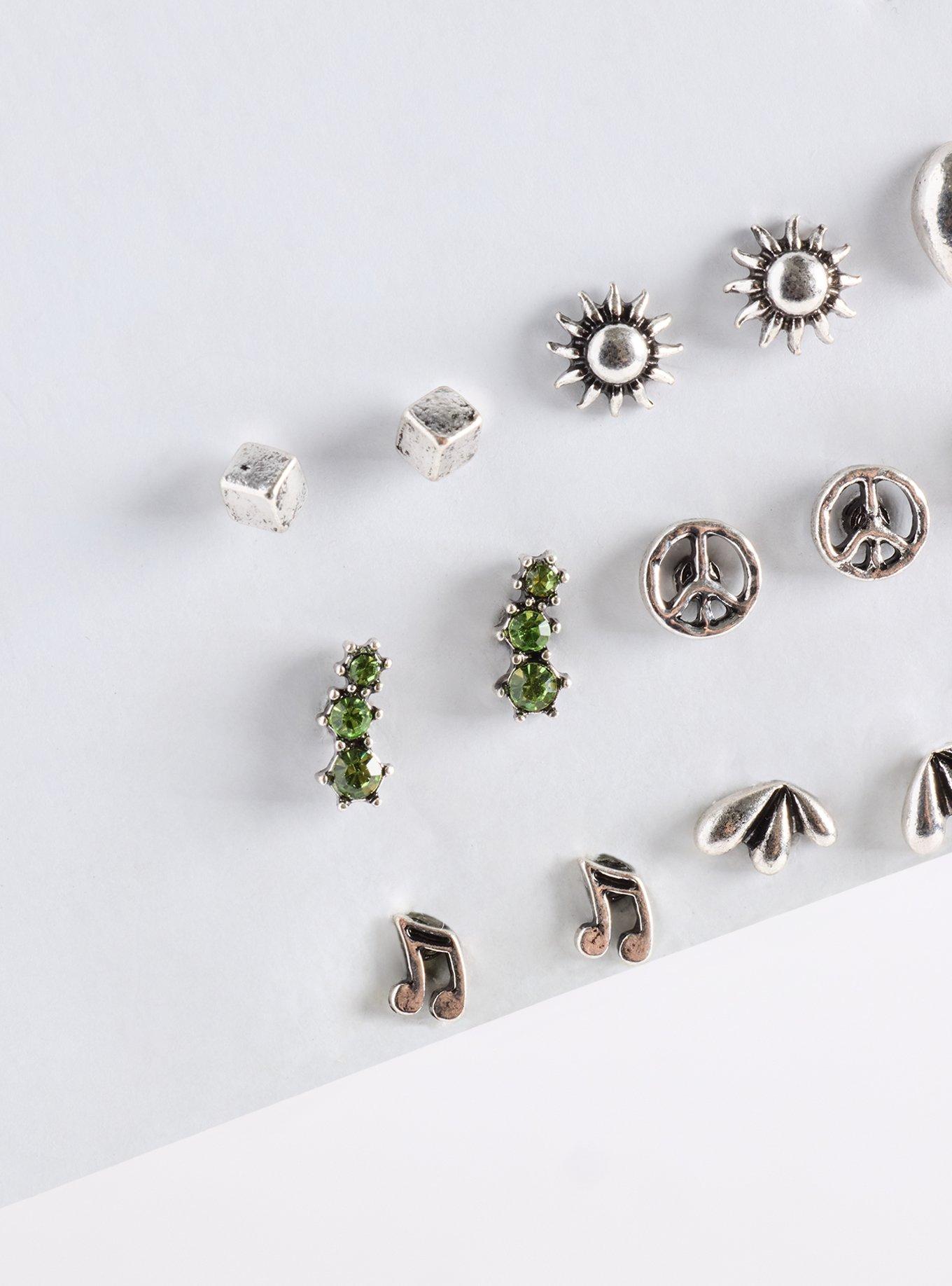 Plus Size Antiqued Stone Stud Set, , alternate