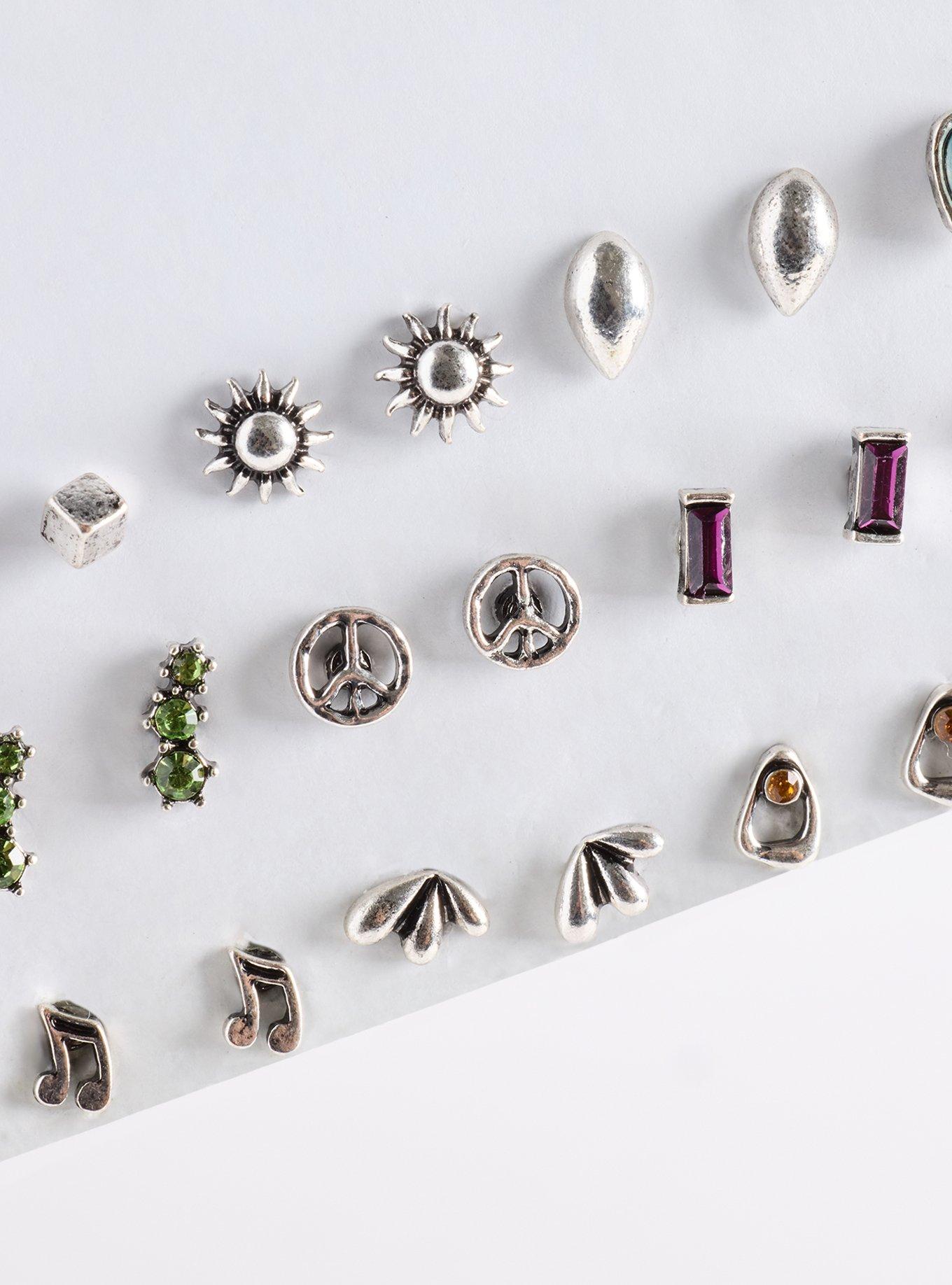Plus Size Antiqued Stone Stud Set, , alternate