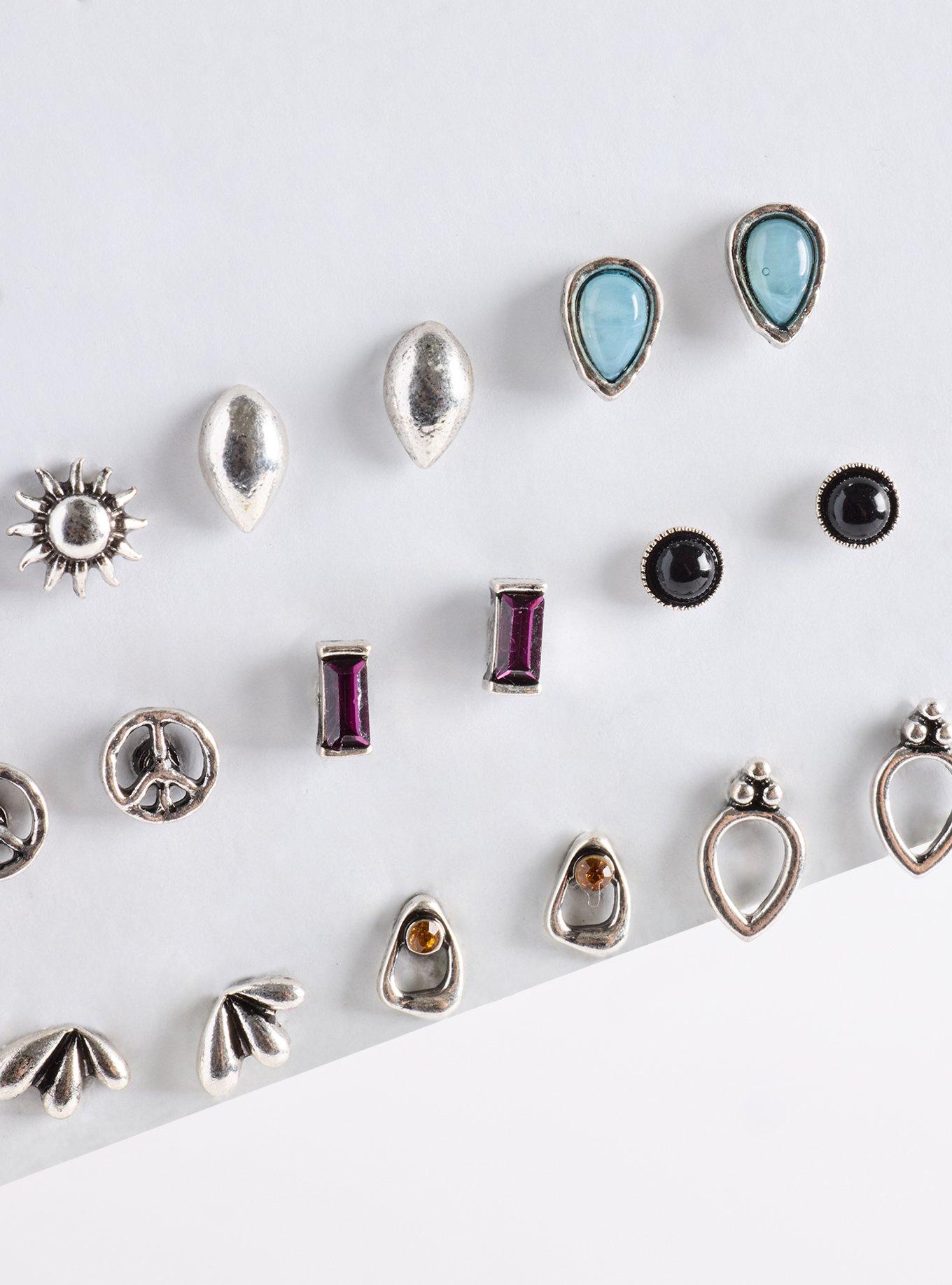 Plus Size Antiqued Stone Stud Set, , alternate