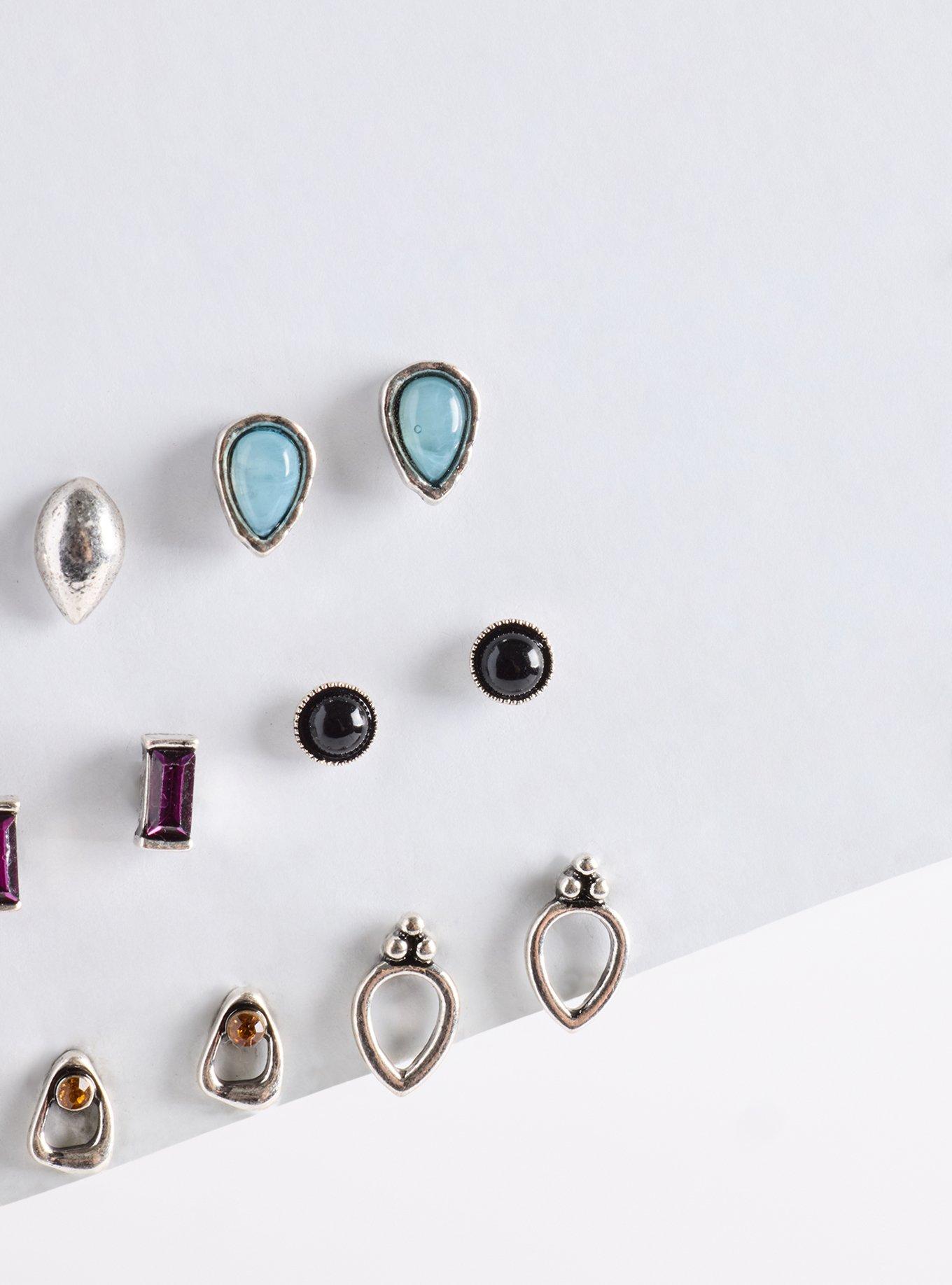 Plus Size Antiqued Stone Stud Set, , alternate