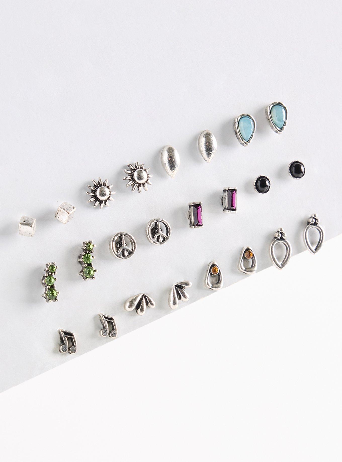 Plus Size Antiqued Stone Stud Set, , hi-res