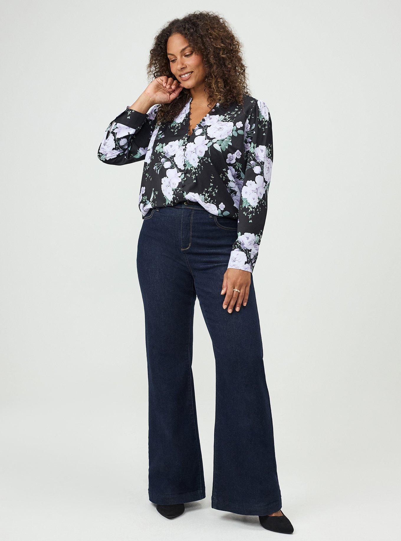 Studio Crepe De Chine French Blouse, GRACIE FLORAL BLACK, alternate