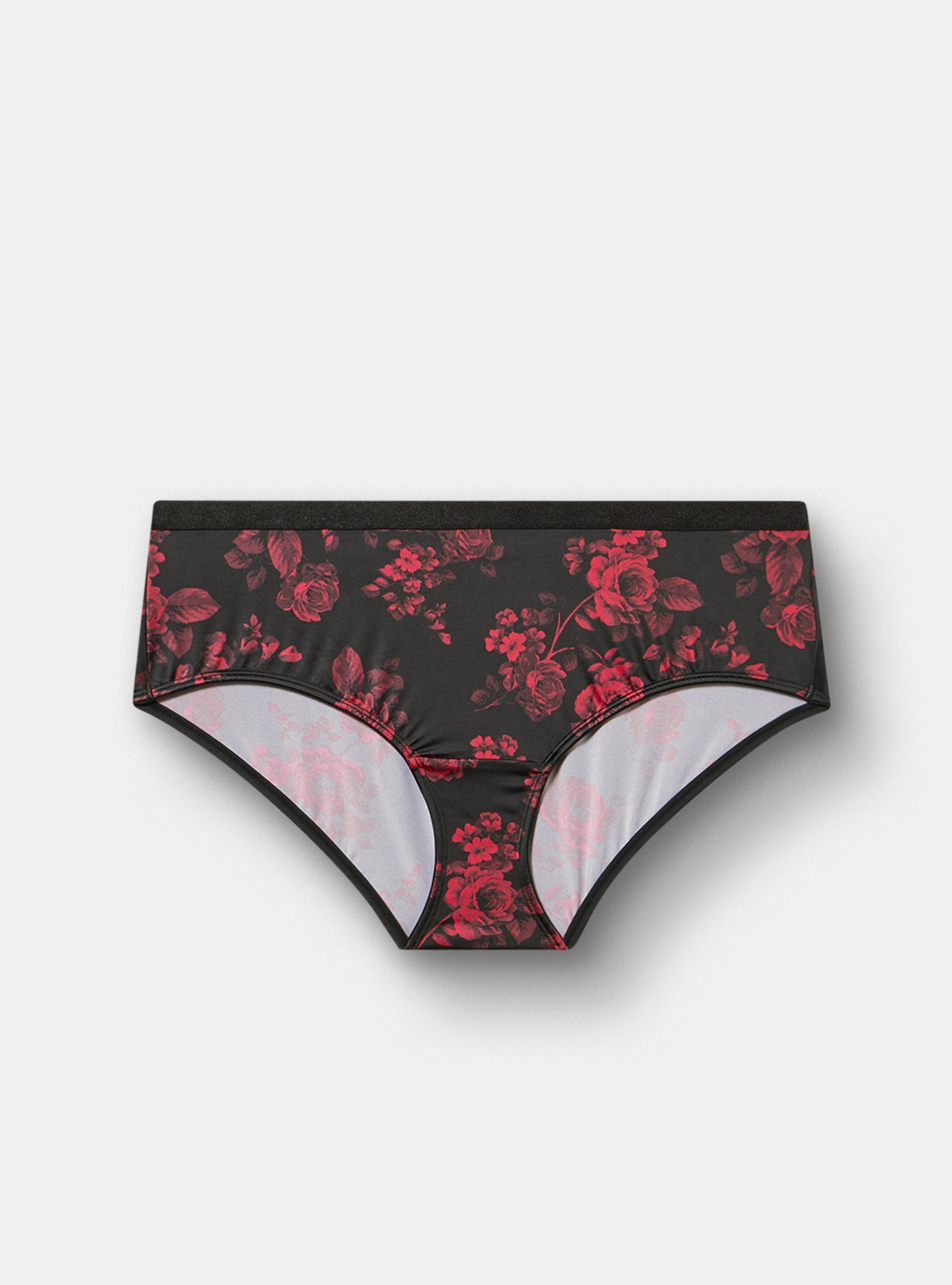 Shine Micro Mid-Rise Hipster Panty, ROSETTA FLORAL CRIMSON, flat
