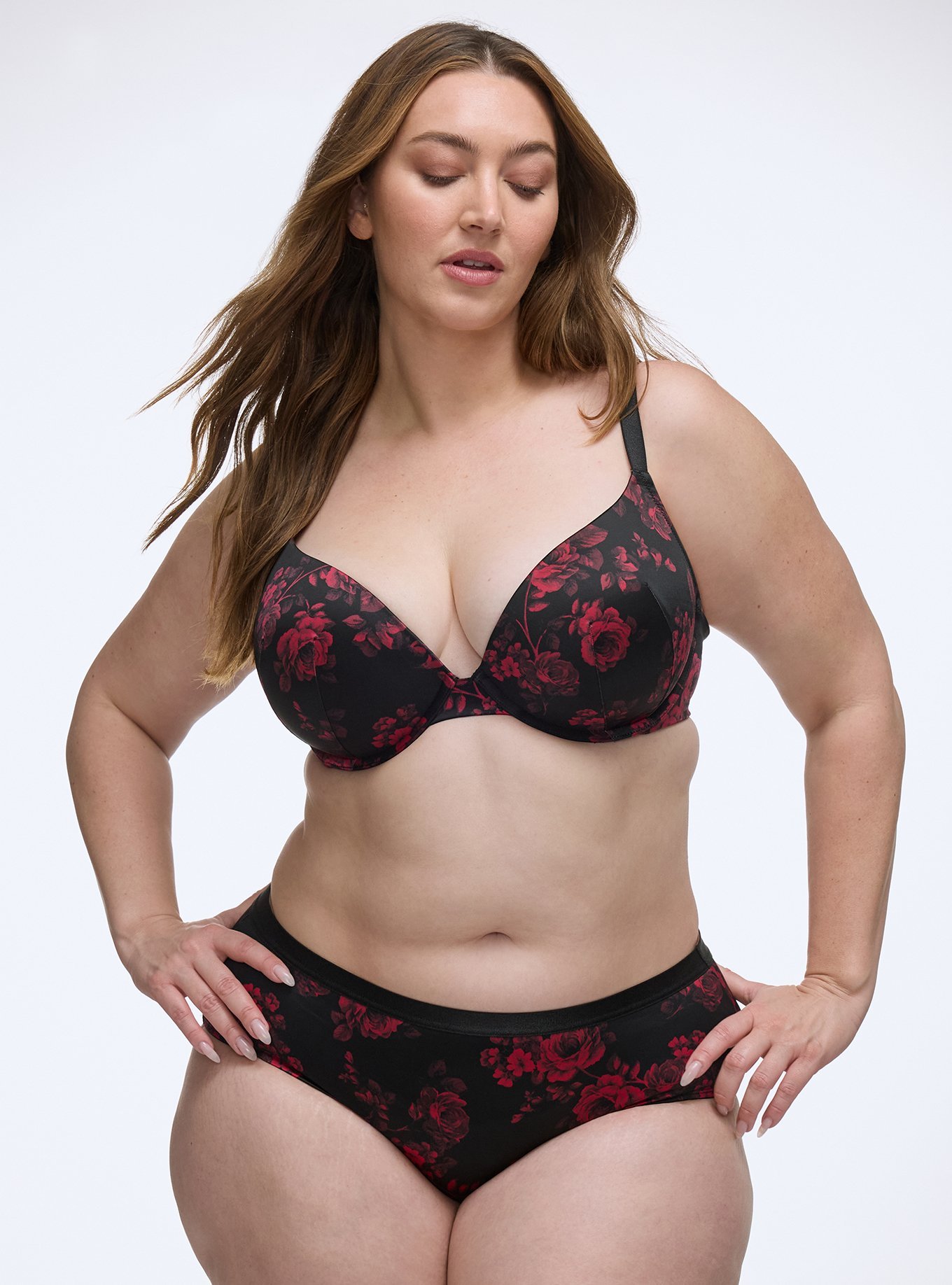 Shine Micro Mid-Rise Hipster Panty, ROSETTA FLORAL CRIMSON, hi-res