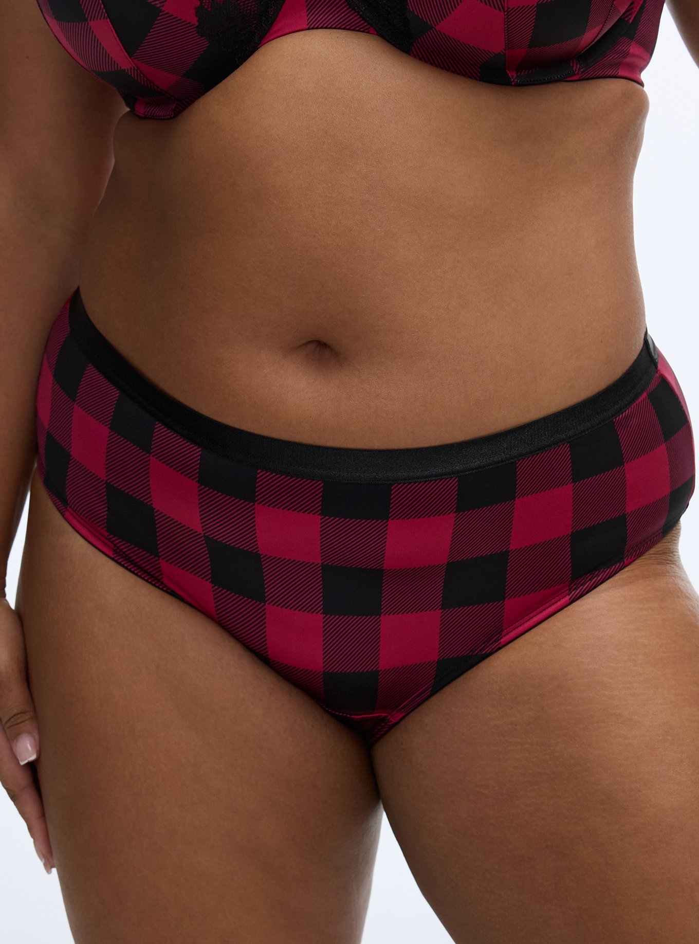 Shine Micro Mid-Rise Hipster Panty, BUFFALO PLAID RED, alternate