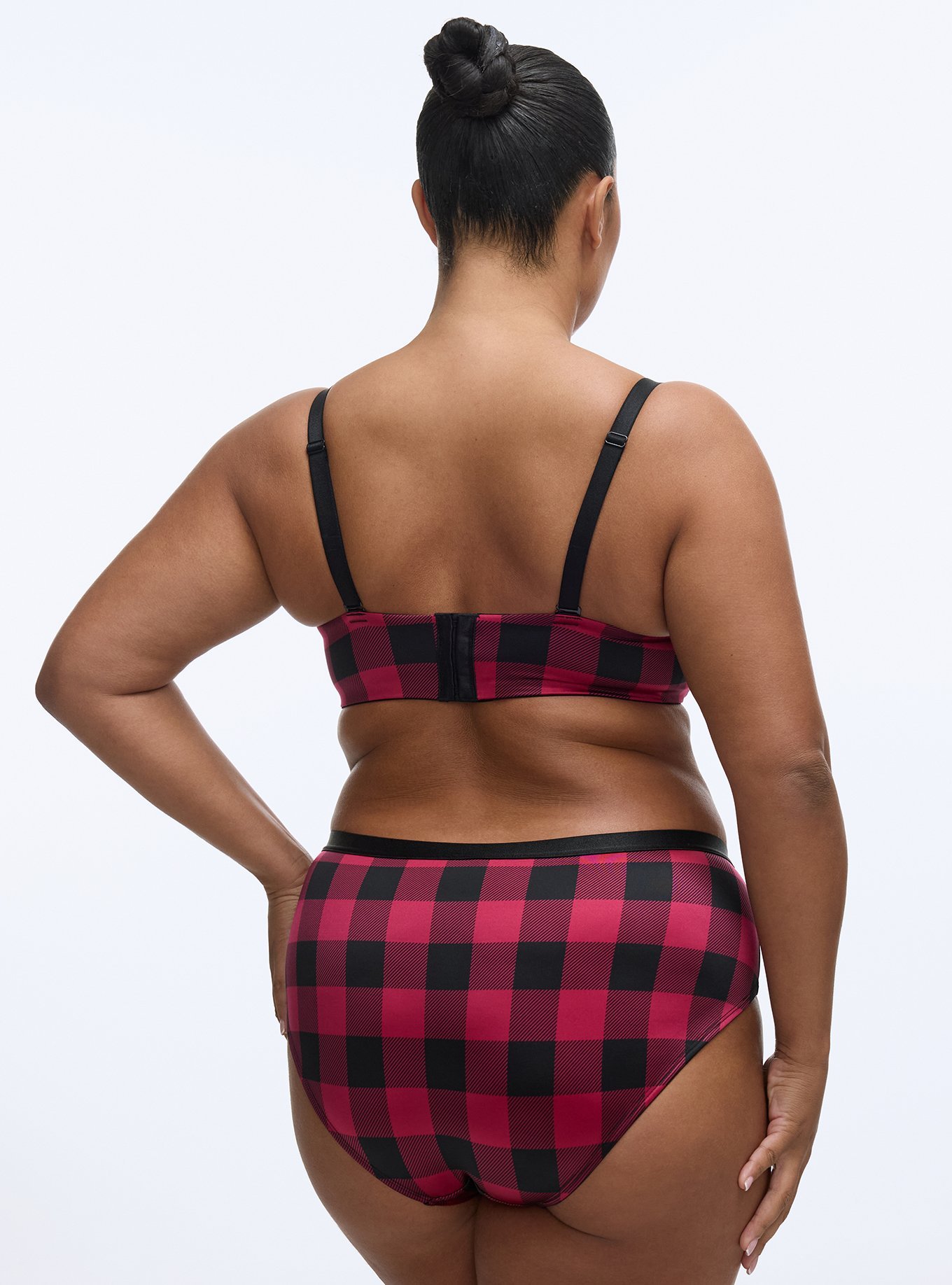 Shine Micro Mid-Rise Hipster Panty, BUFFALO PLAID RED, alternate