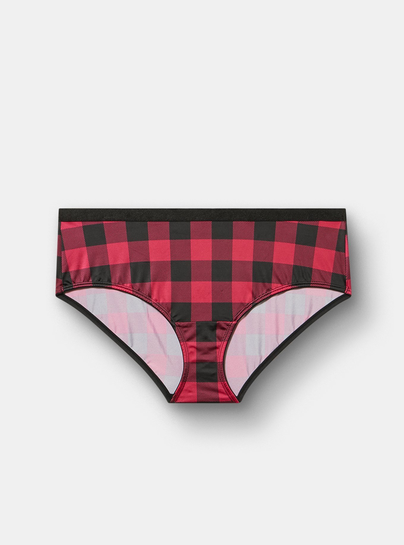 Shine Micro Mid-Rise Hipster Panty, BUFFALO PLAID RED, flat