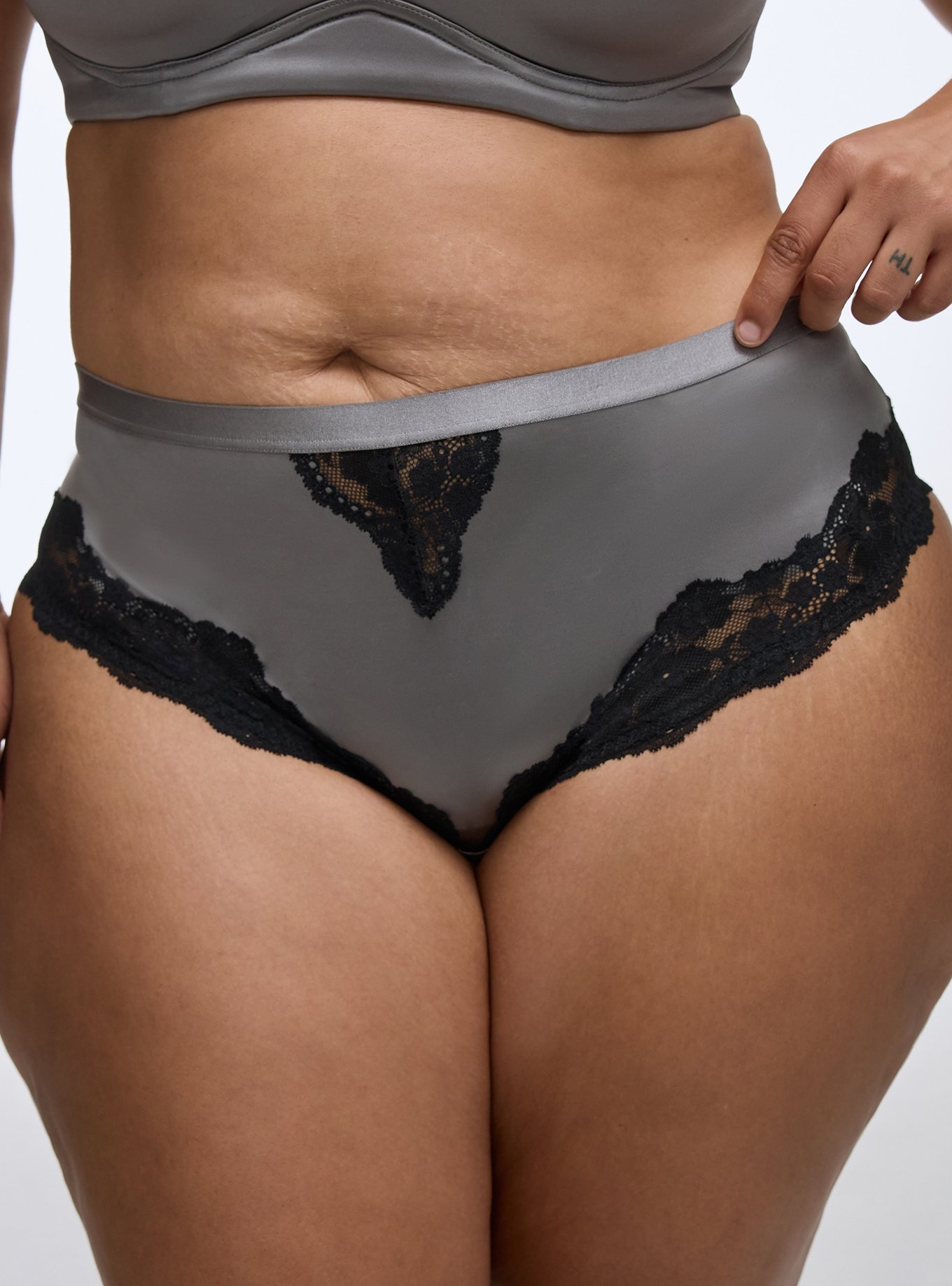 Shine Micro Mid-Rise Cheeky Panty, SILVER FILIGREE, alternate