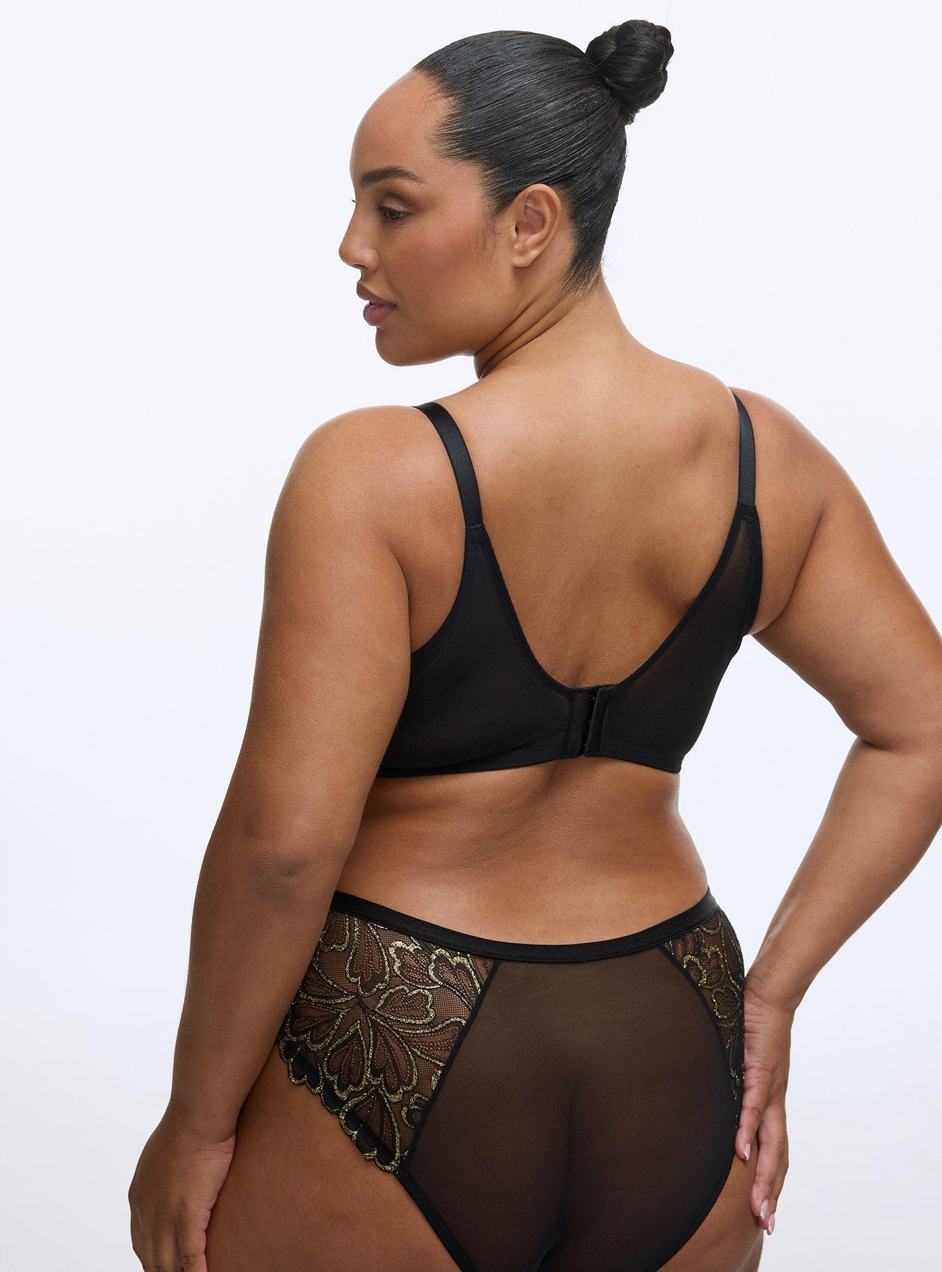 Plus Size Gilded Lace Mid-Rise Cheeky Panty, RICH BLACK, alternate