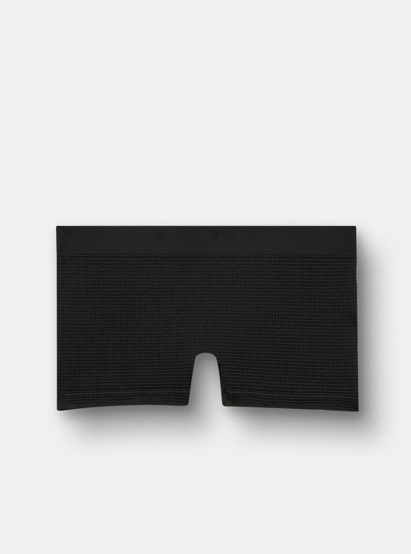 Plus Size Seamless Waffle Mid-Rise Boyshort Panty, RICH BLACK, flat