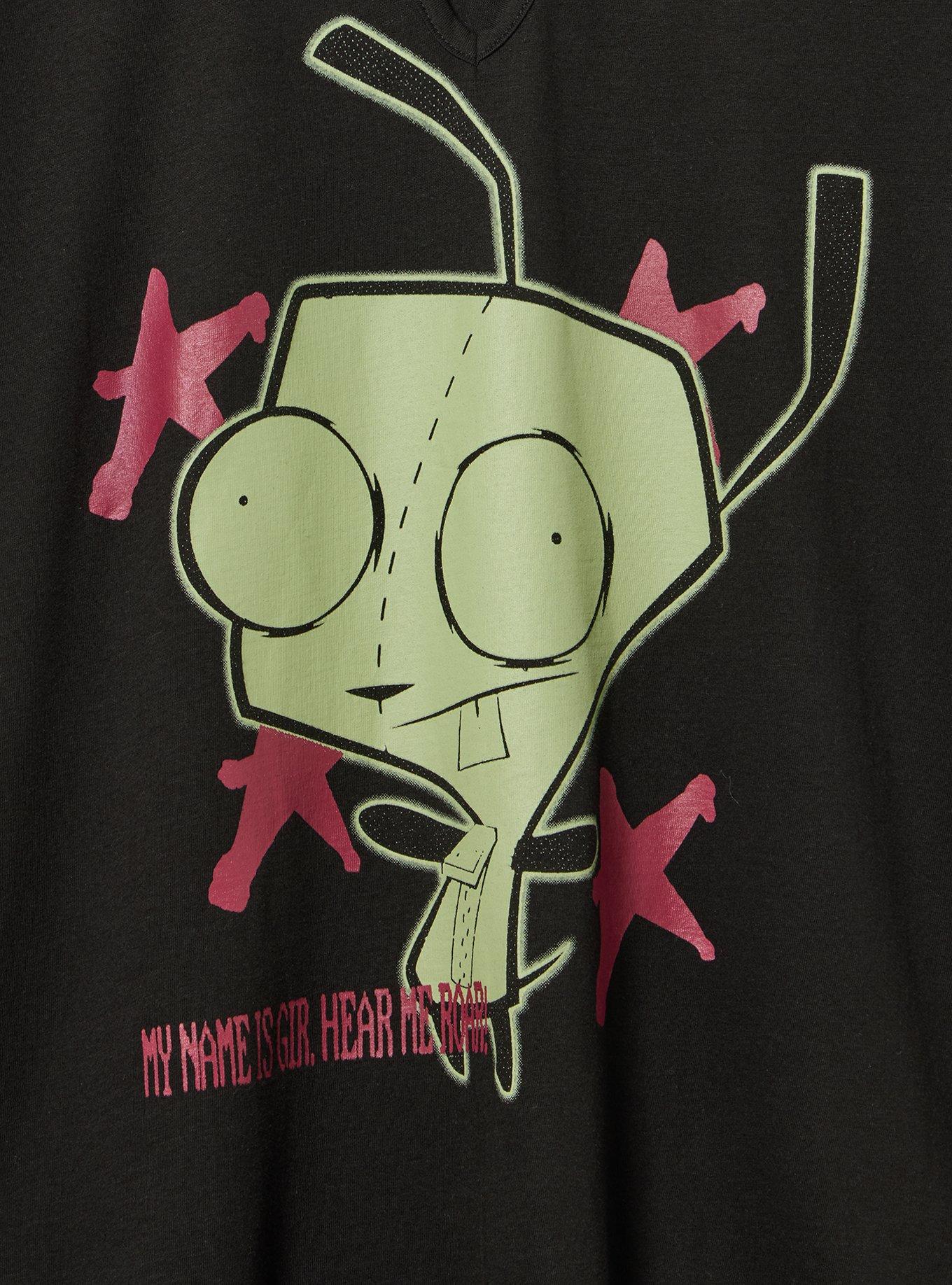 Invader Zim Classic Cotton Notch Neck Raglan Tee, DEEP BLACK, alternate