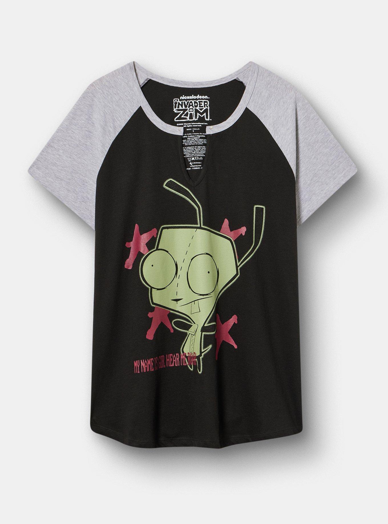 Plus Size - Invader Zim Classic Cotton Notch Neck Raglan Tee - Torrid