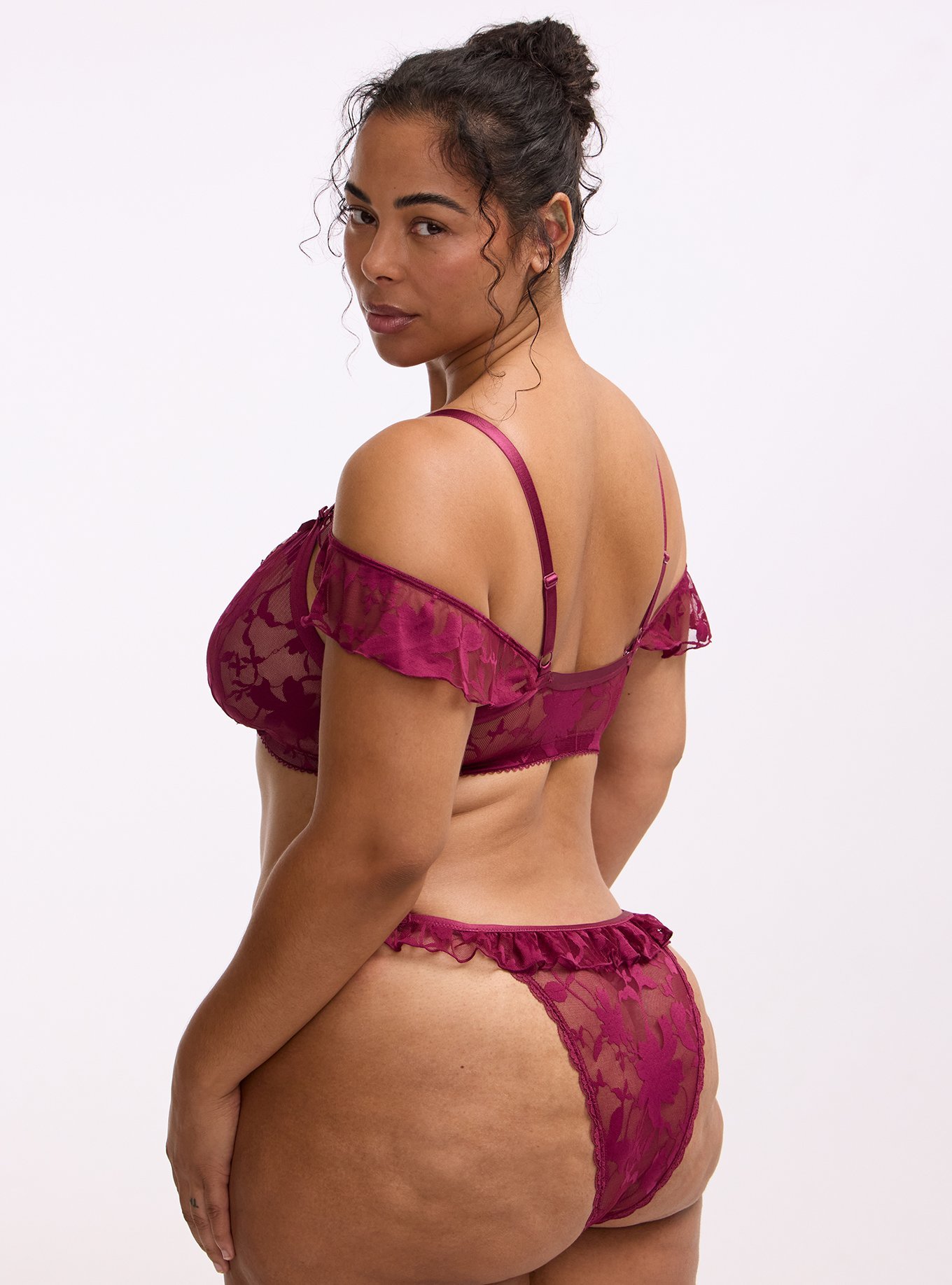 Shadow Lace Tie Front Bralette, PURPLE POTION, alternate