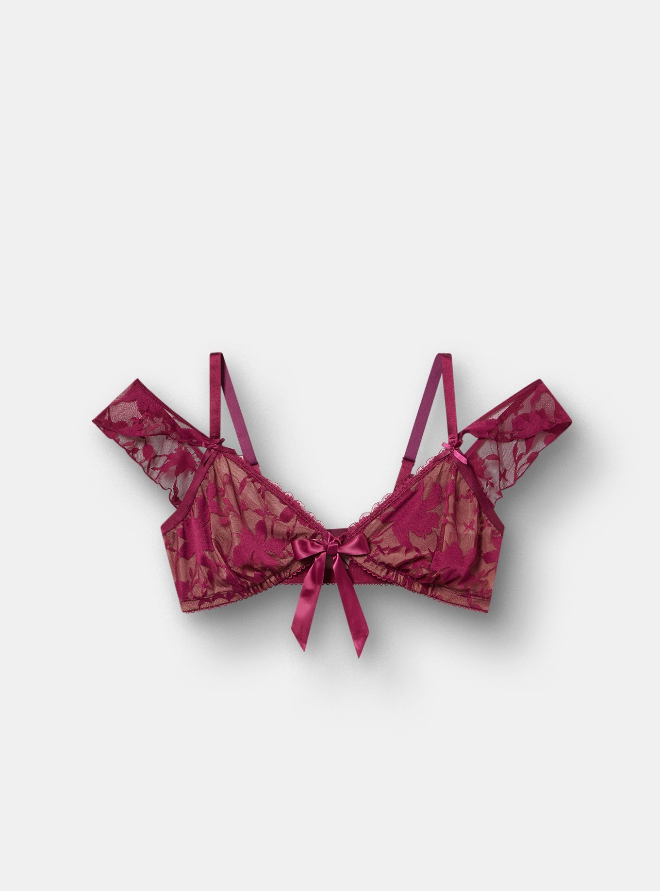 Shadow Lace Tie Front Bralette, PURPLE POTION, hi-res
