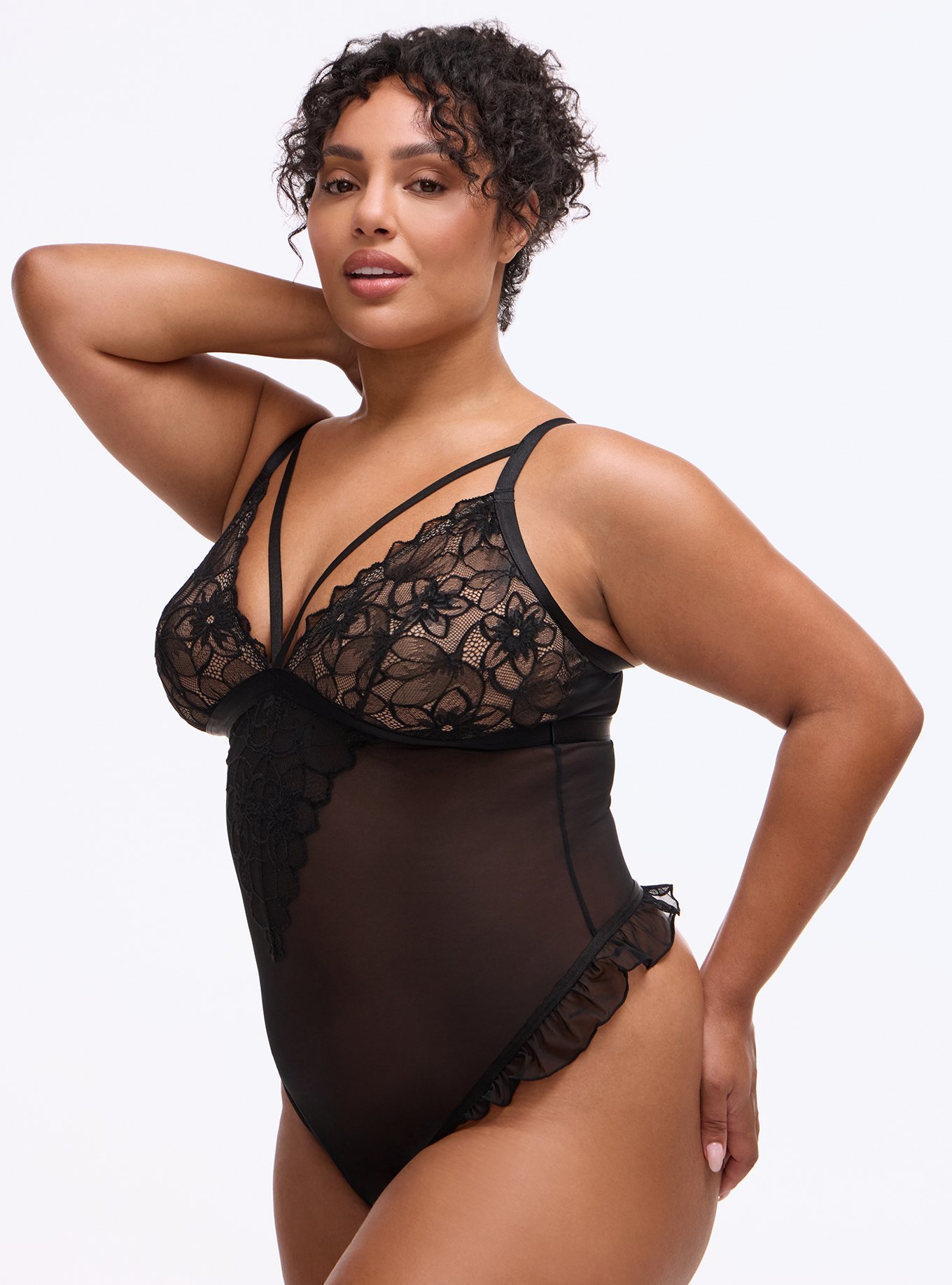Cozy Valentina & Mesh Wireless Bodysuit, RICH BLACK, alternate