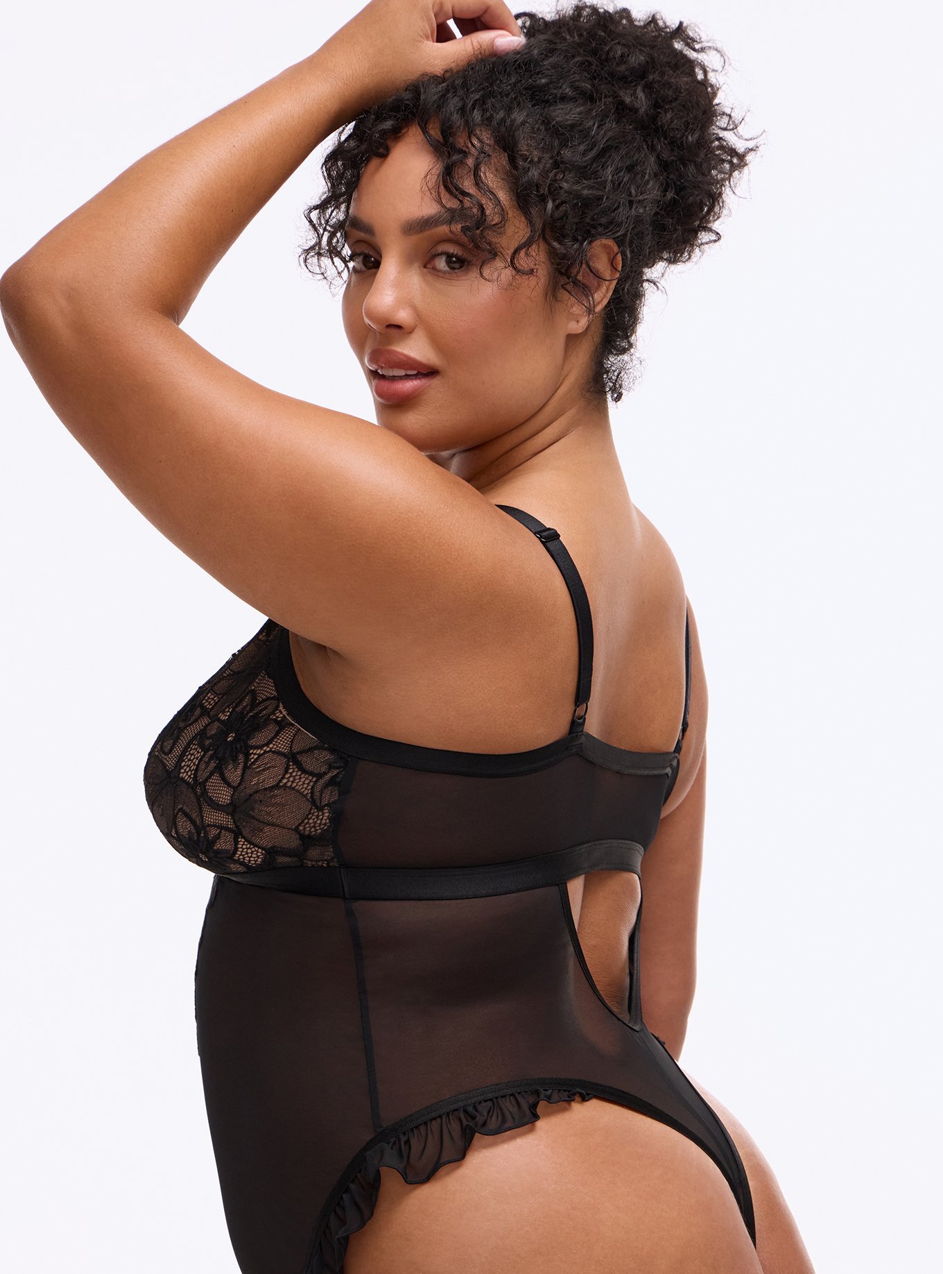 Cozy Valentina & Mesh Wireless Bodysuit, RICH BLACK, alternate