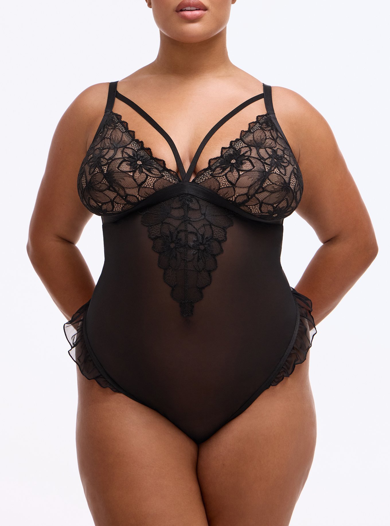 Cozy Valentina & Mesh Wireless Bodysuit, RICH BLACK, alternate