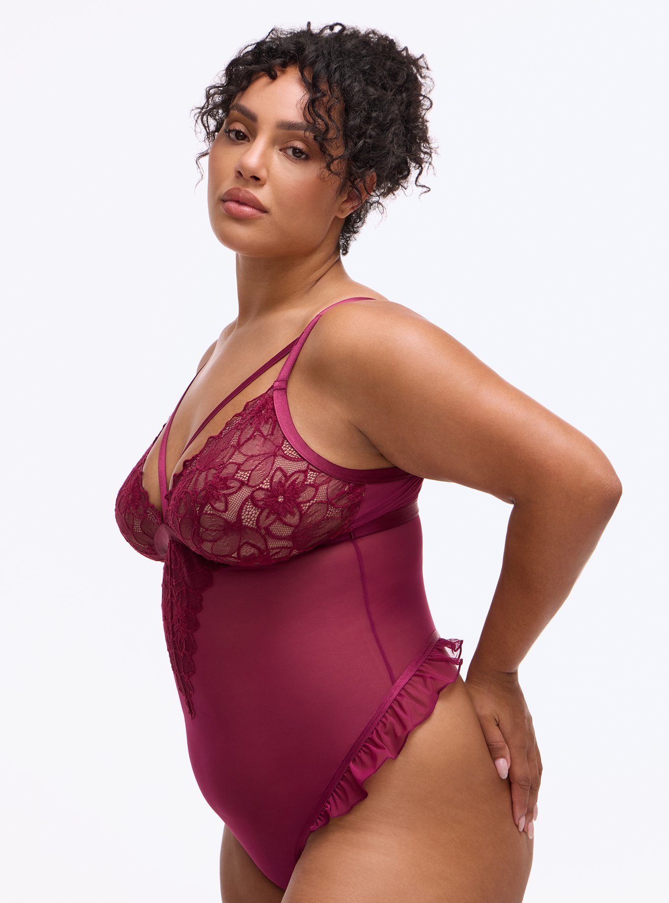 Cozy Valentina & Mesh Wireless Bodysuit, PURPLE POTION, alternate