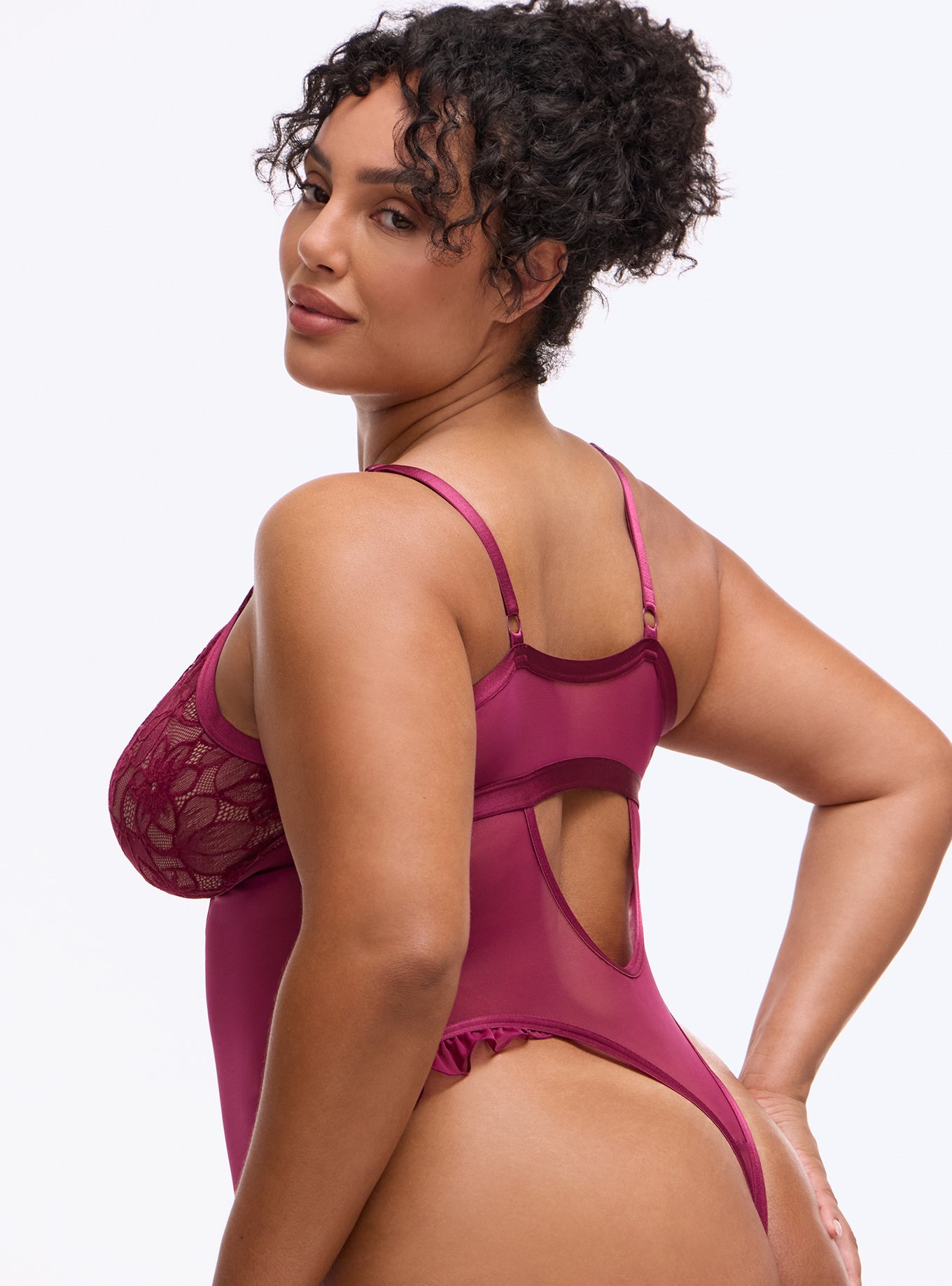 Cozy Valentina & Mesh Wireless Bodysuit, PURPLE POTION, alternate