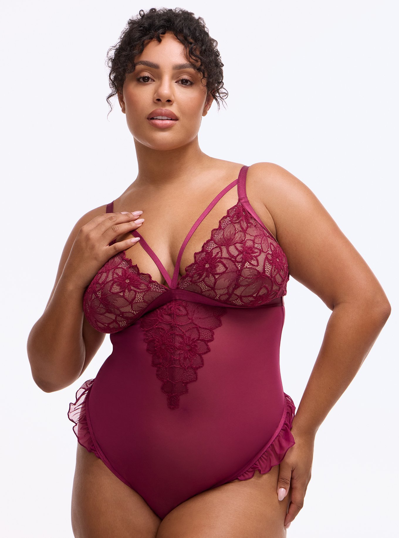 Cozy Valentina & Mesh Wireless Bodysuit, PURPLE POTION, hi-res