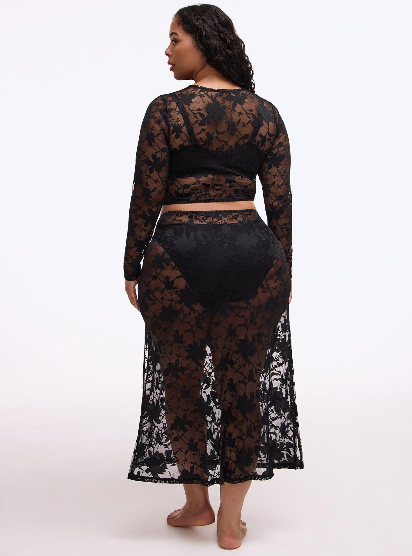 Shadow Lace Long Sleeve Top, RICH BLACK, alternate