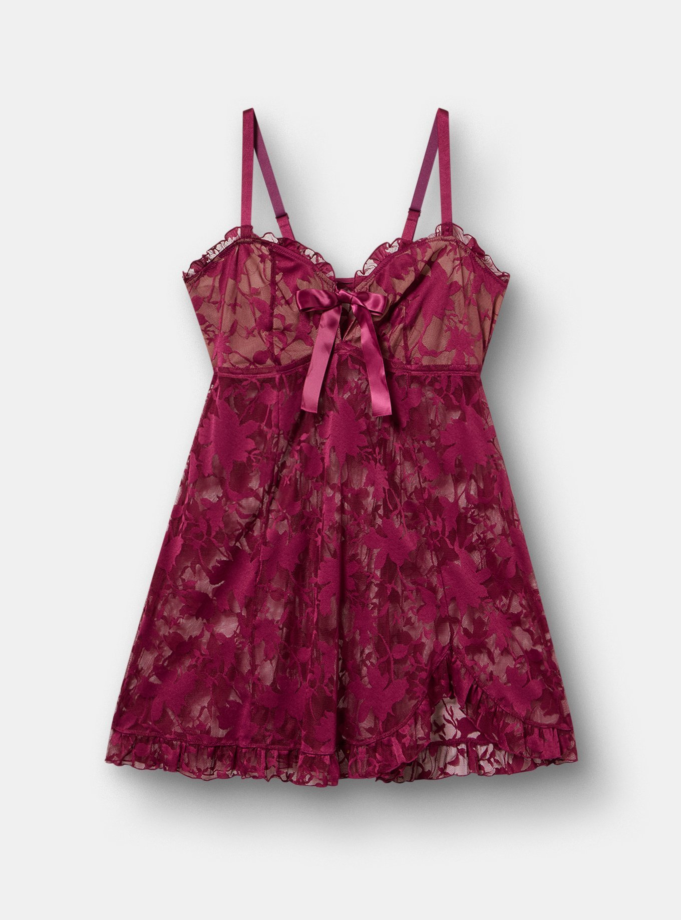 Shadow Lace Flare Babydoll, PURPLE POTION, flat