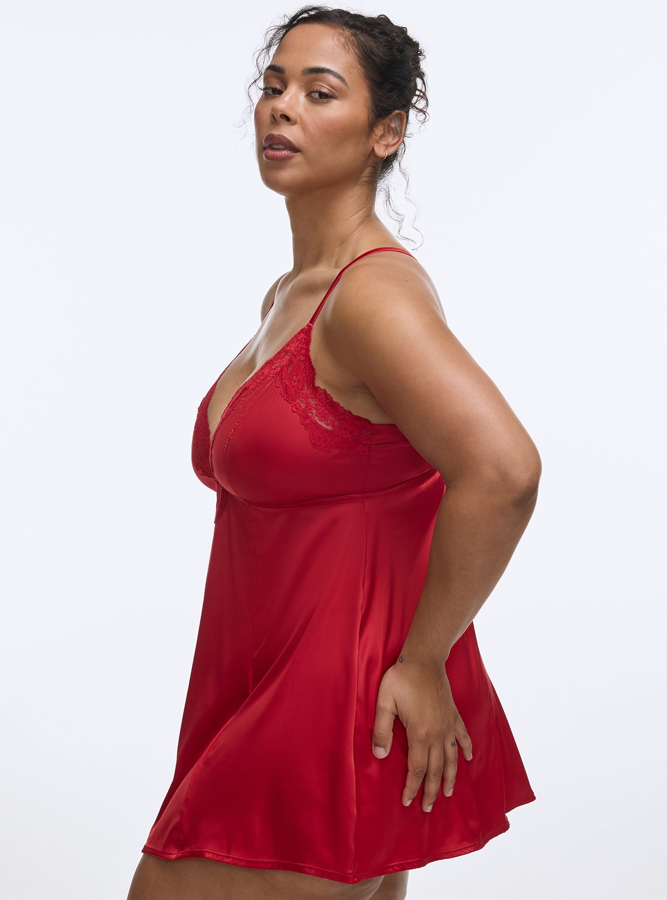 Shine Micro Slip Dress, JESTER RED, alternate