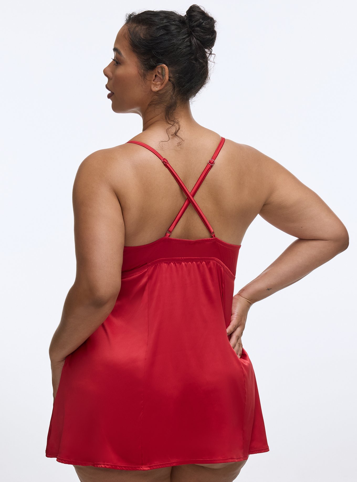 Shine Micro Slip Dress, JESTER RED, alternate