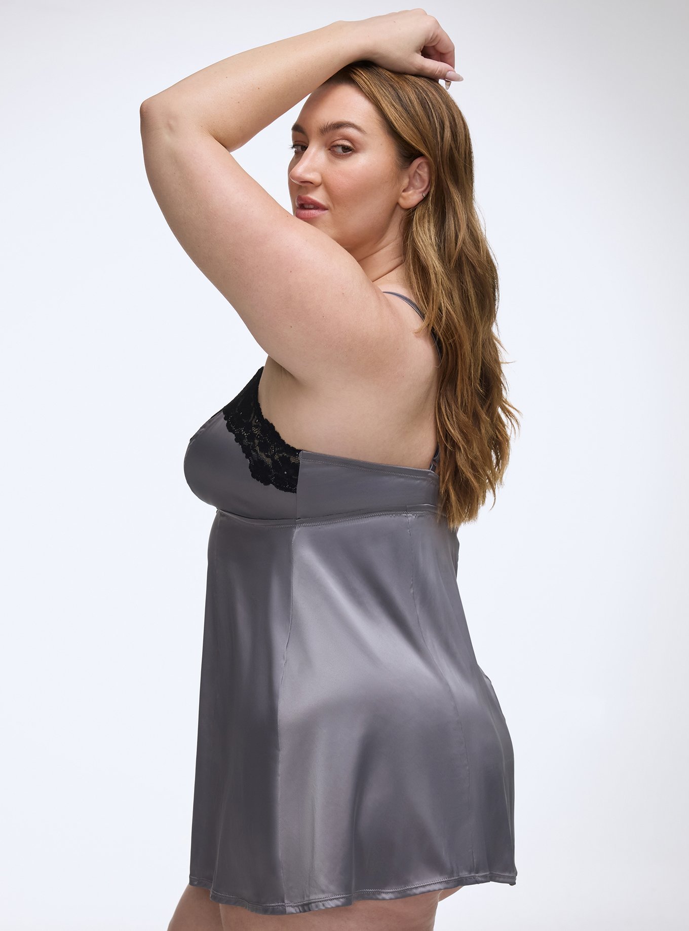 Shine Micro Slip Dress, SILVER FILIGREE, alternate