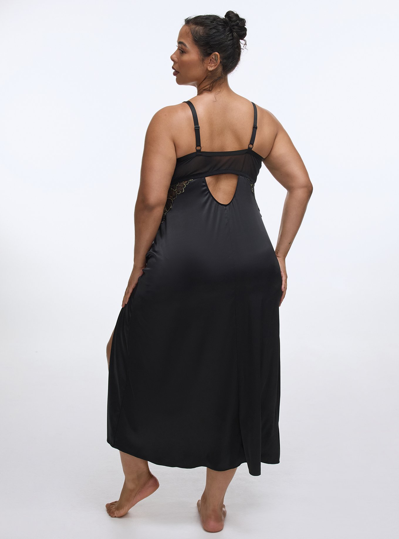 Gilded Lace Lingerie Maxi Dress, RICH BLACK, alternate
