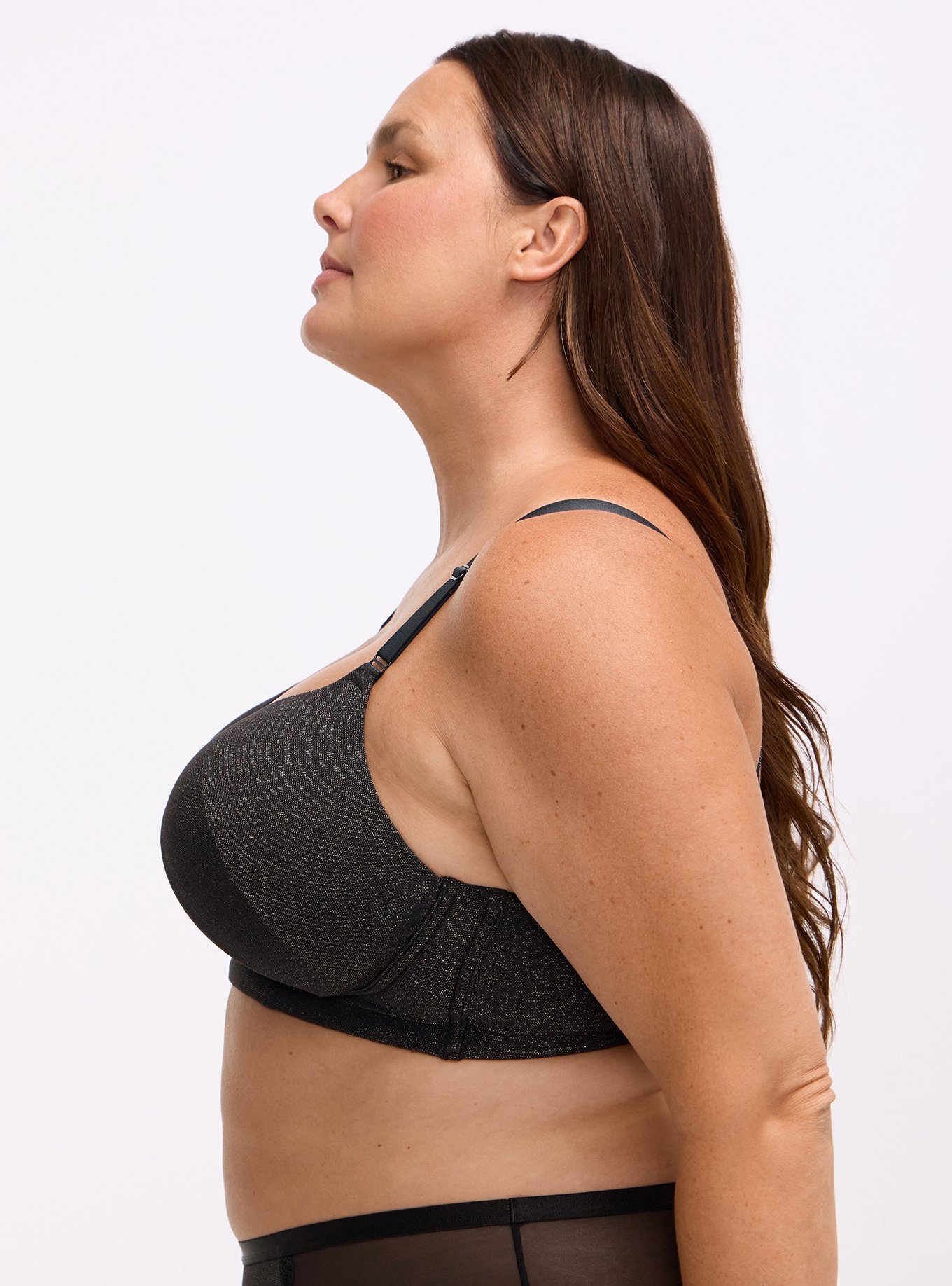 Wire-Free Push-Up Soft Shine Bra, RICH BLACK, alternate