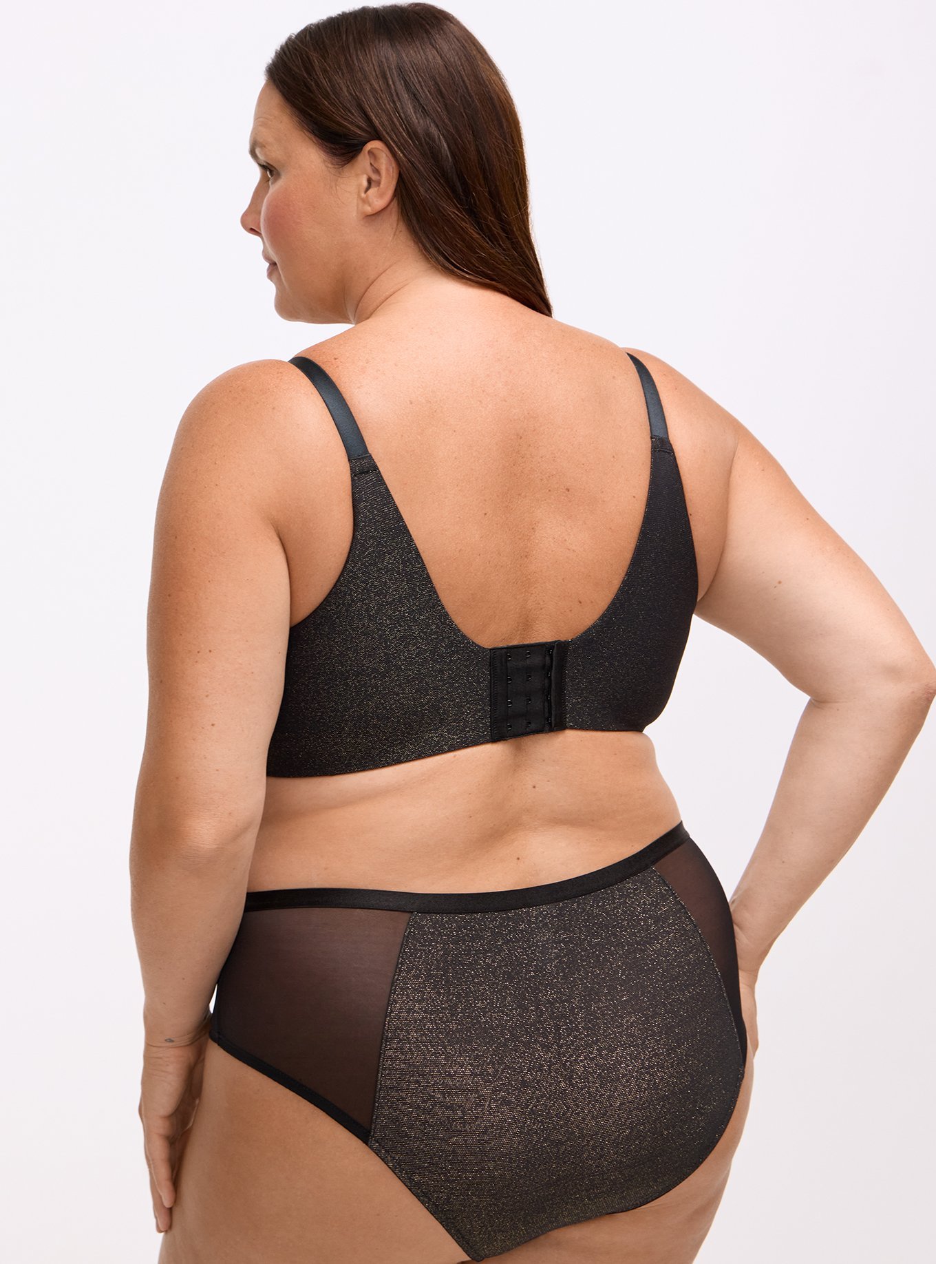 Wire-Free Push-Up Soft Shine Bra, RICH BLACK, alternate
