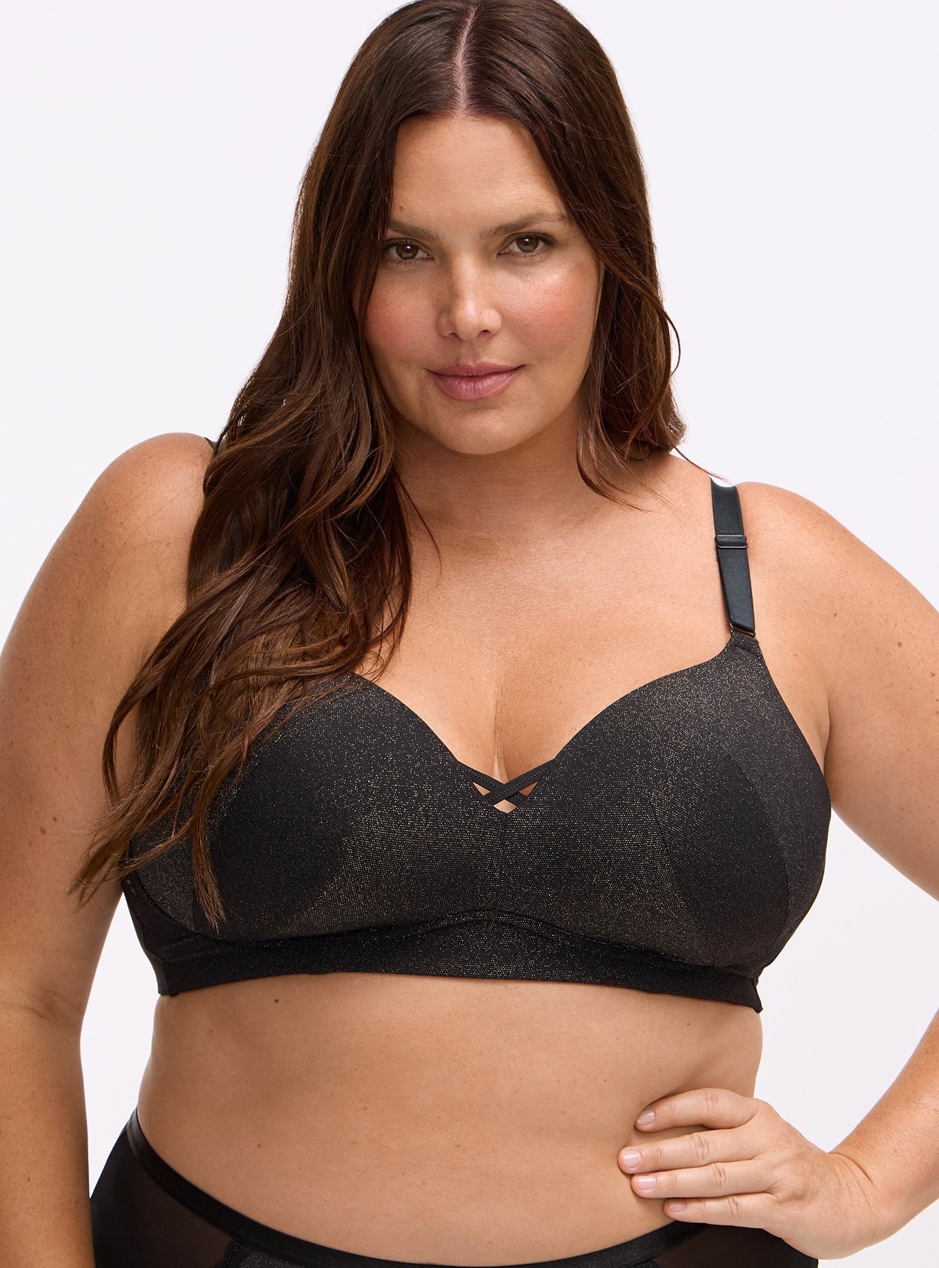 Wire-Free Push-Up Soft Shine Bra, RICH BLACK, hi-res