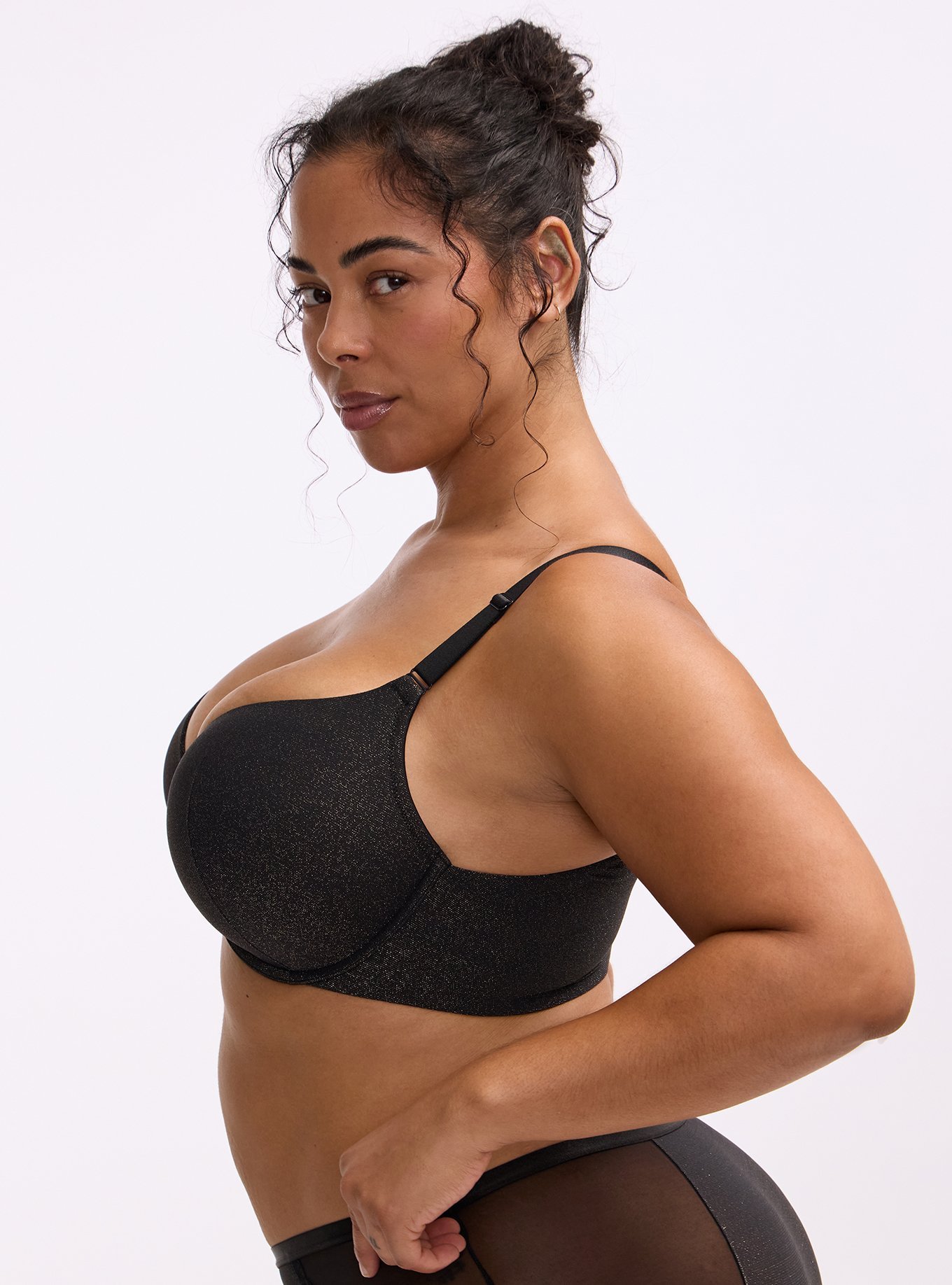Plunge Push-Up Soft Shine Bra, RICH BLACK, alternate