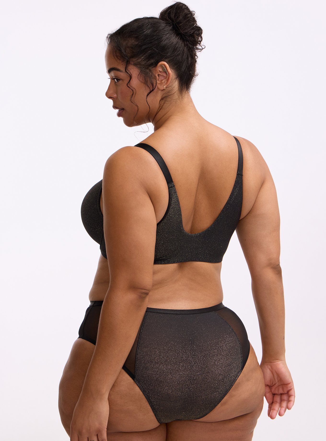 Plunge Push-Up Soft Shine Bra, RICH BLACK, alternate