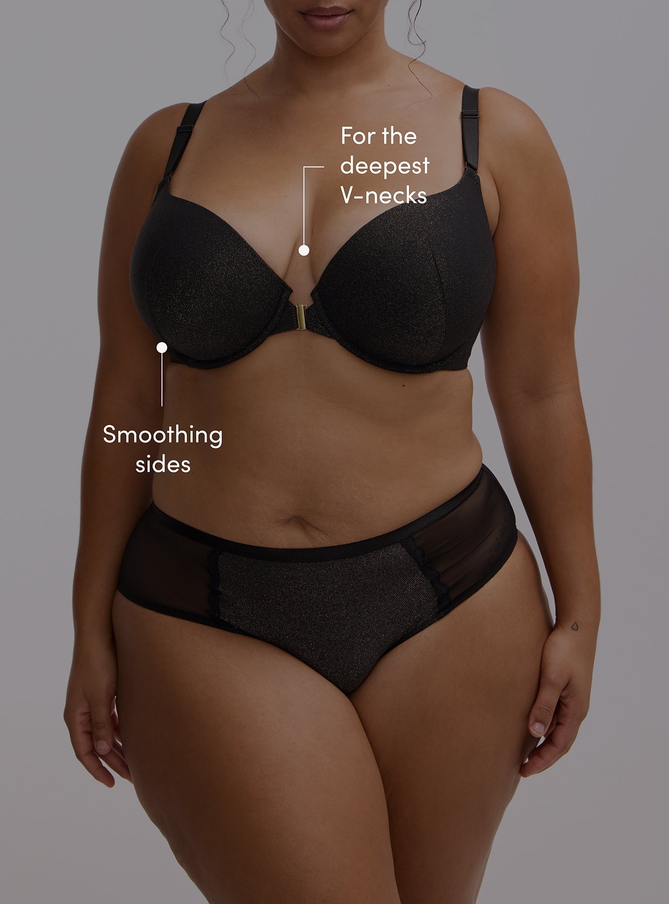 Plunge Push-Up Soft Shine Bra, RICH BLACK, alternate