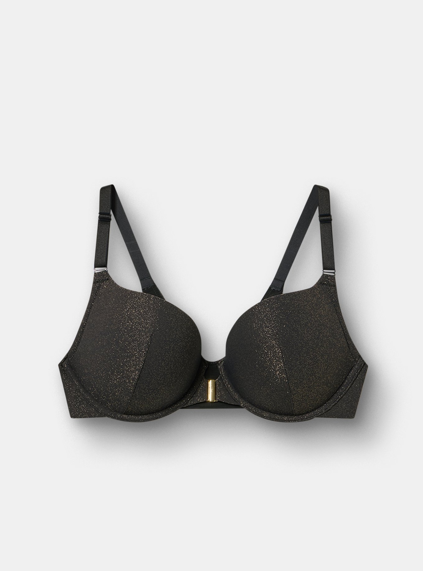 Plunge Push-Up Soft Shine Bra, RICH BLACK, flat