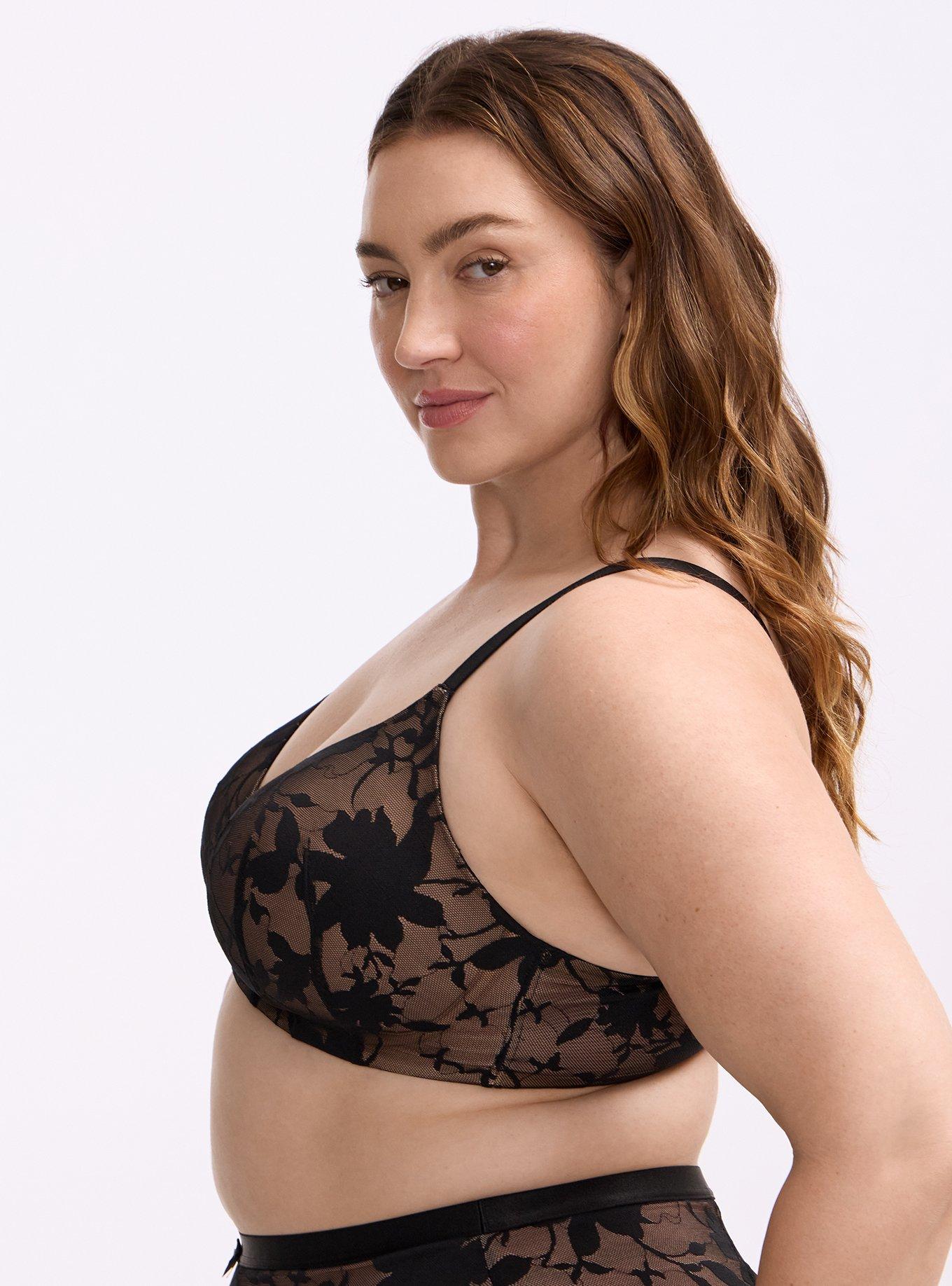 Wire-Free Lightly Lined Shadow Lace Smooth Bra, RICH BLACK, alternate
